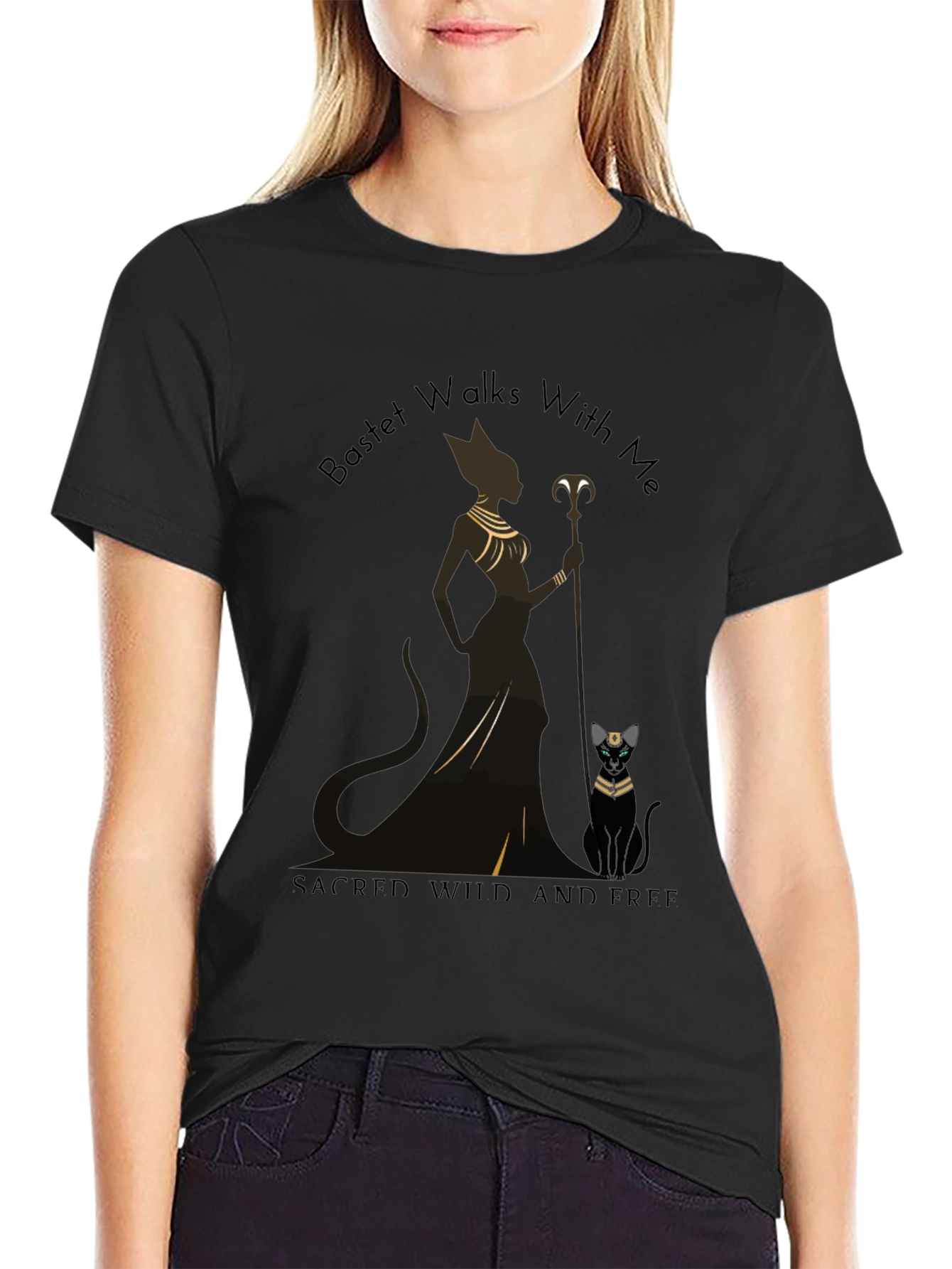 Bastet Cat Graphic Tee - Sacred Wild & Free