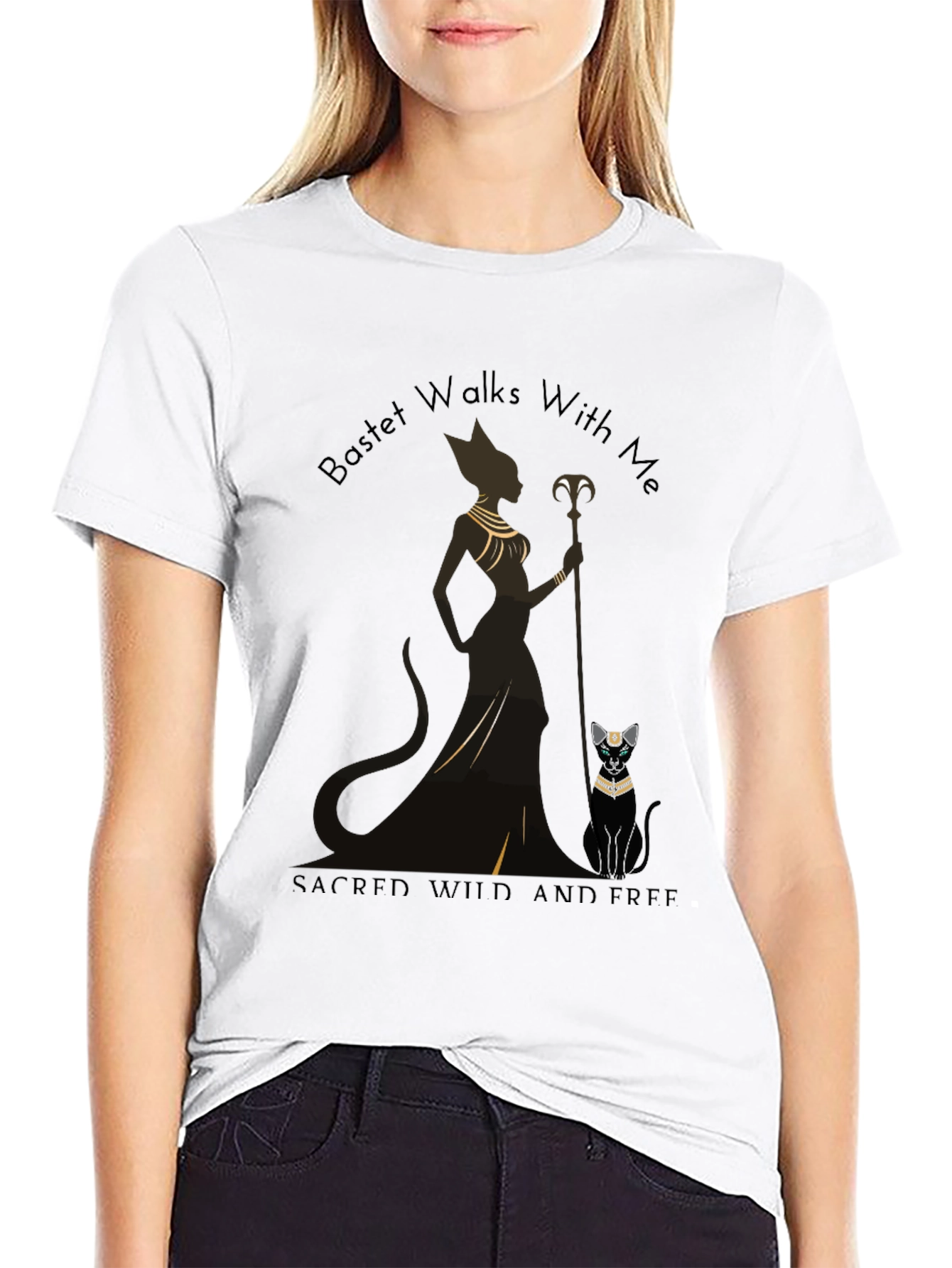 Bastet Cat Graphic Tee - Sacred Wild & Free
