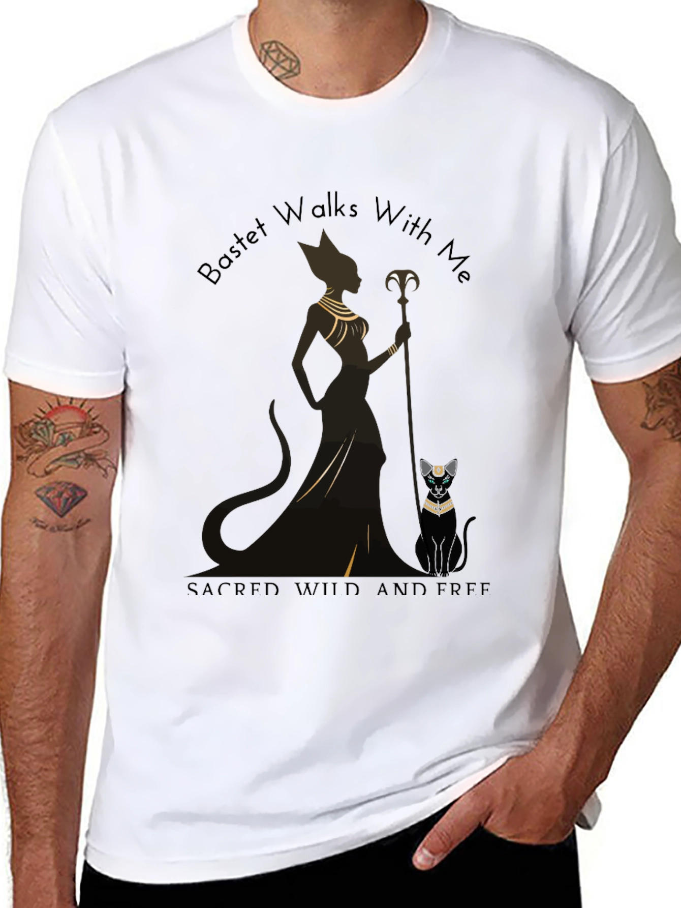 Bastet Cat Graphic Tee - Sacred Wild & Free
