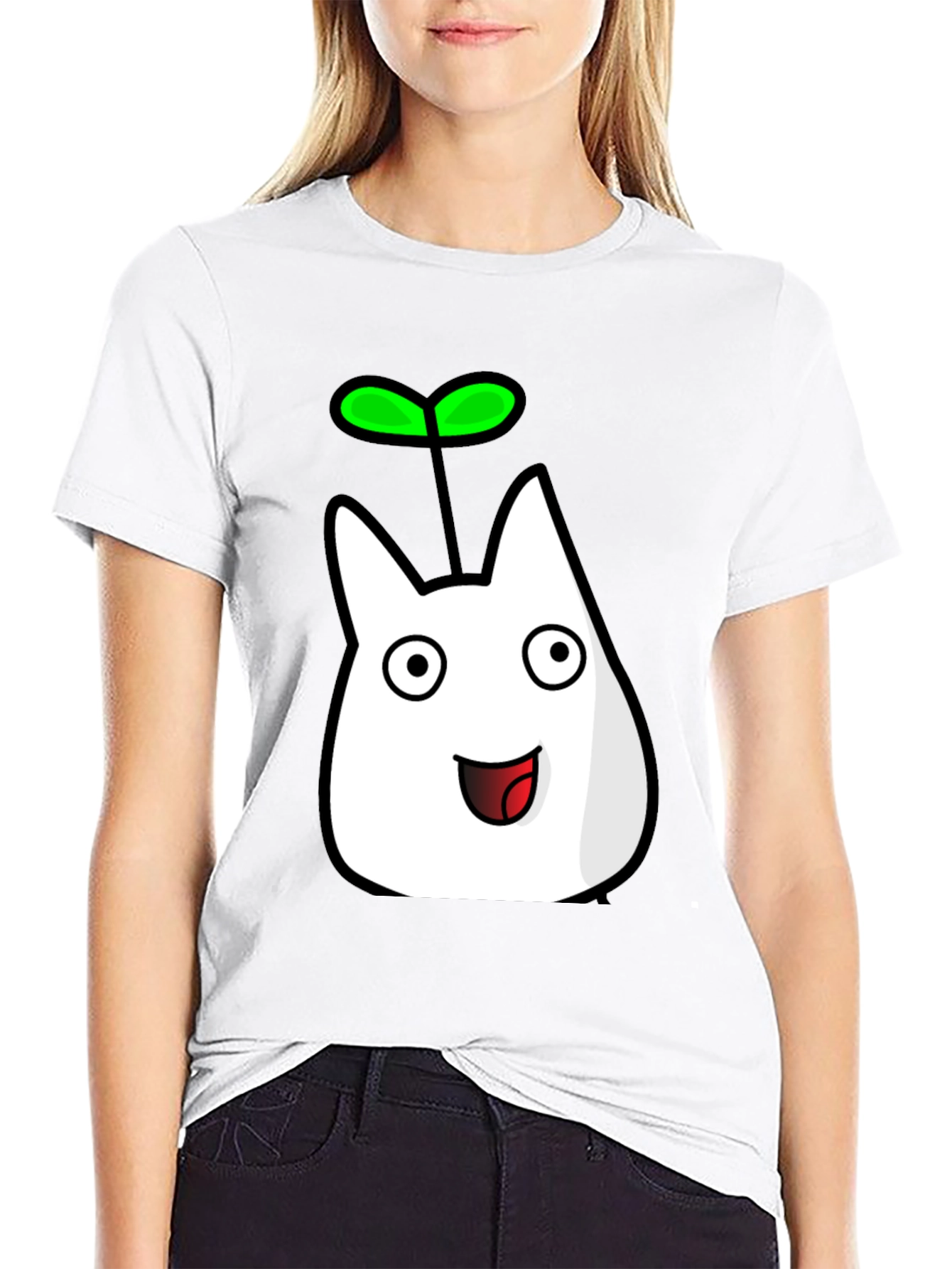 Cute Sprout Character Black T-Shirt