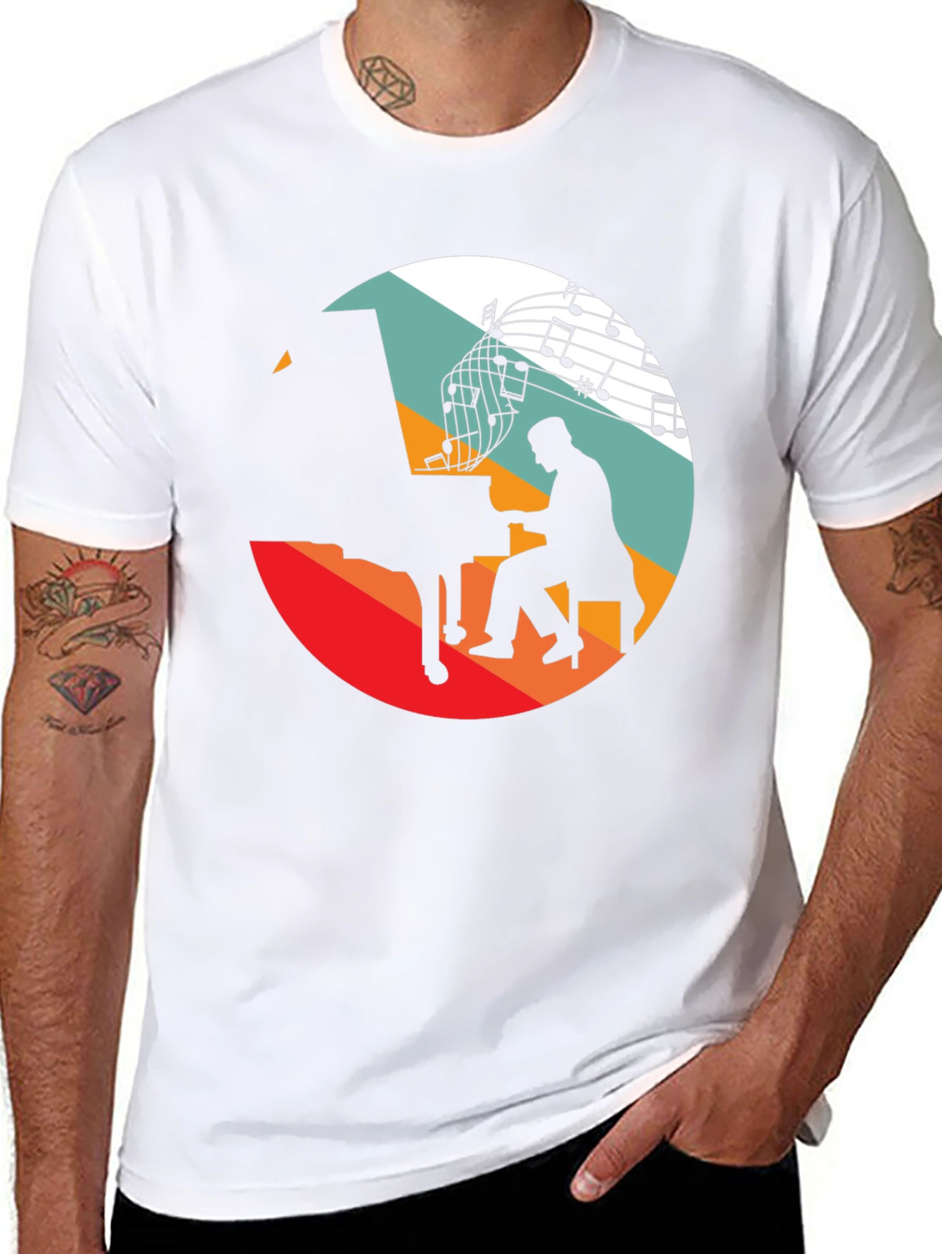 Retro Music Piano Player T-Shirt