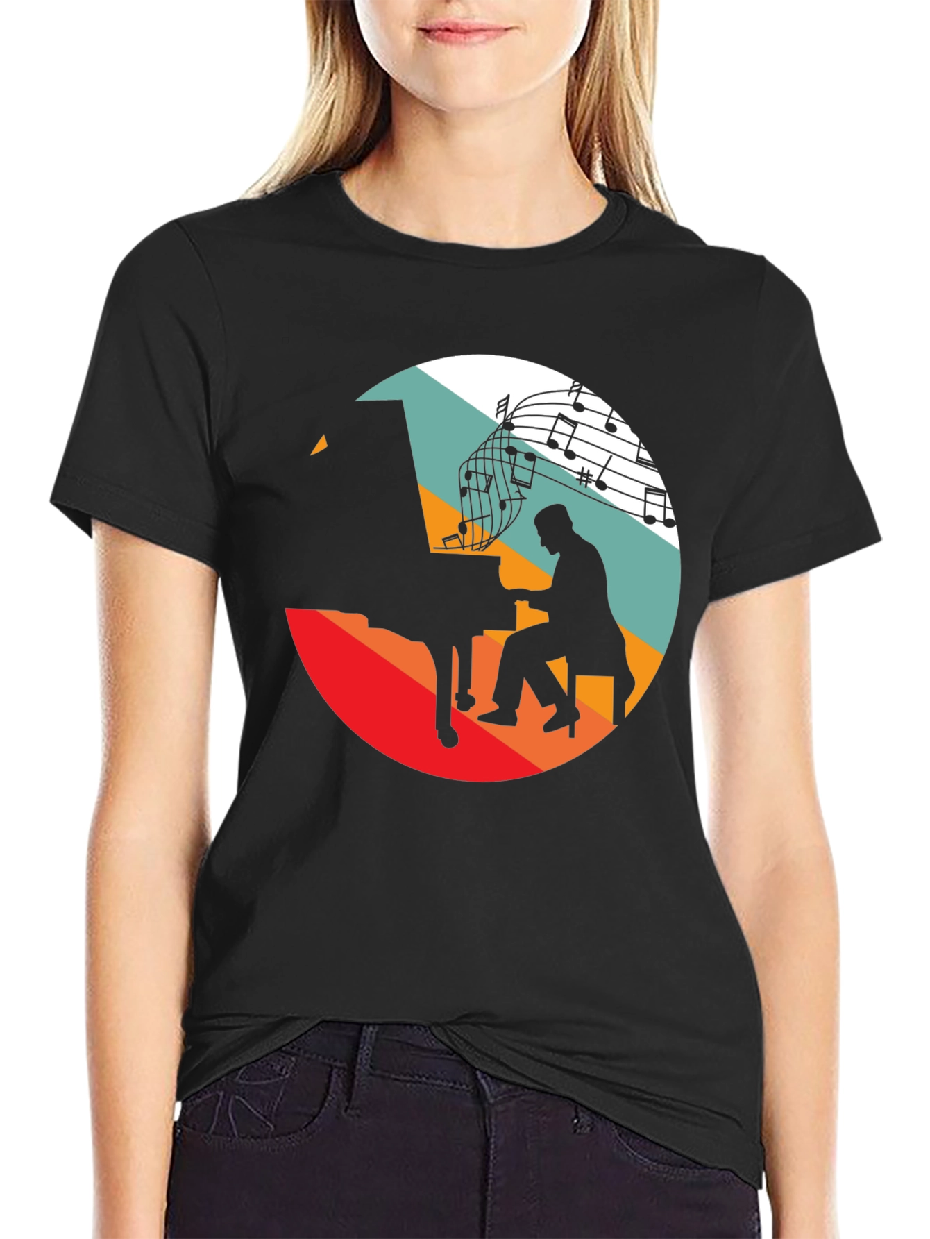 Retro Music Piano Player T-Shirt