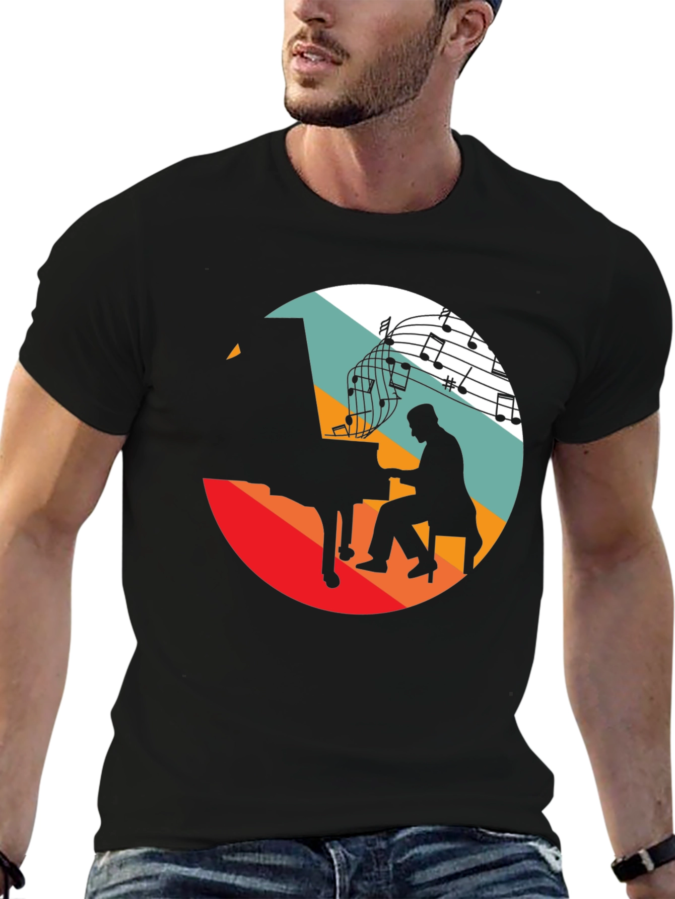 Retro Music Piano Player T-Shirt