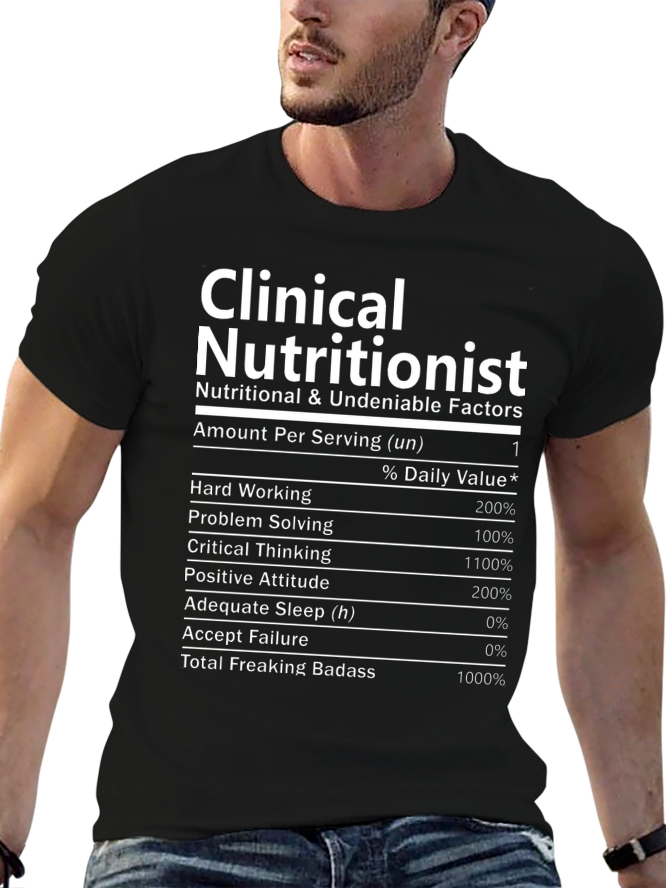 Clinical Nutritionist Funny T-Shirt Nutrition Facts