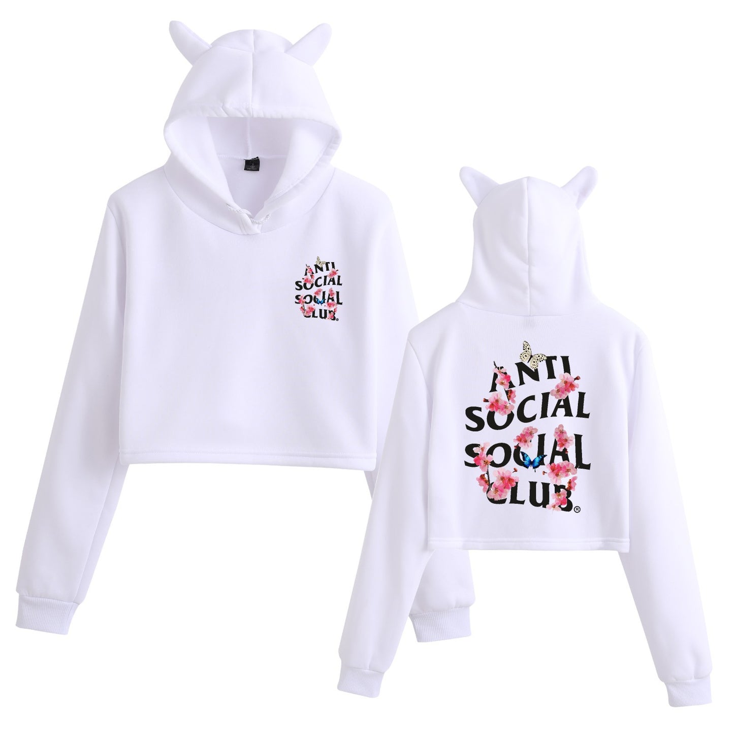 Anti Social Social Club Floral Print Student Creative Crop Top