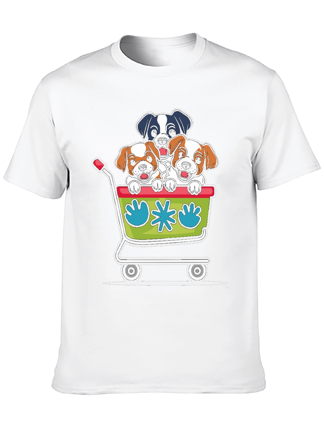 Dog Cart Graphic Tee - Cute Cartoon Puppy T-Shirt