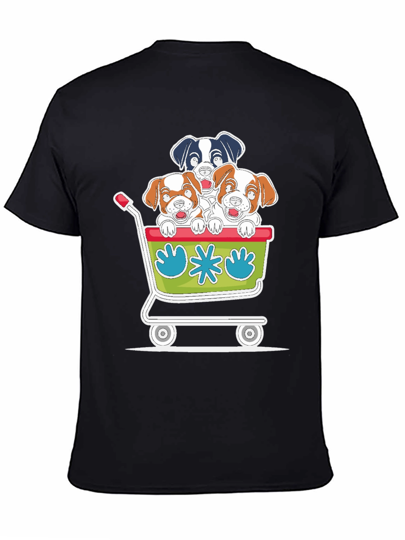 Dog Cart Graphic Tee - Cute Cartoon Puppy T-Shirt