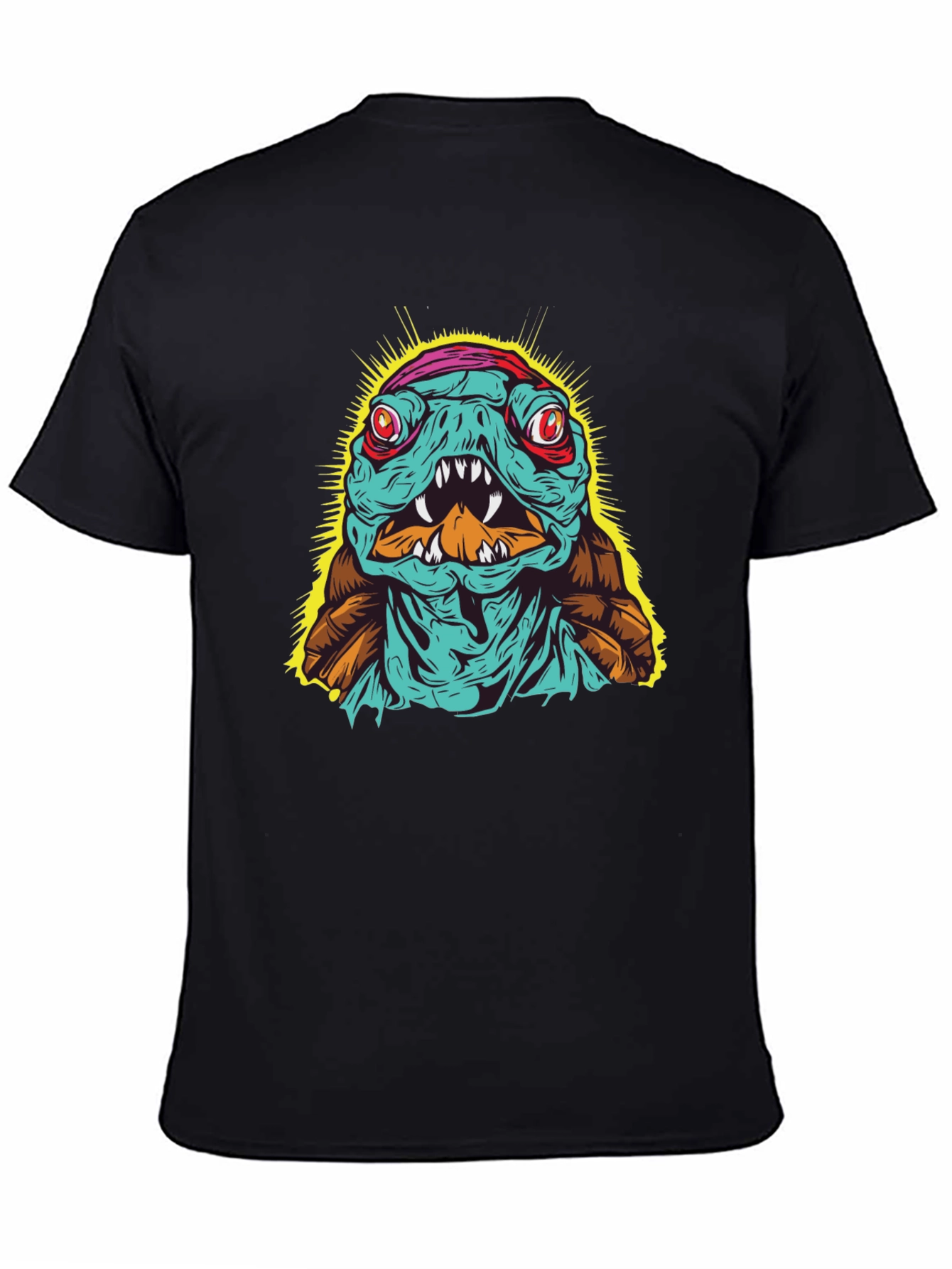Edgy Turtle Graphic Tee - Black Cotton T-Shirt