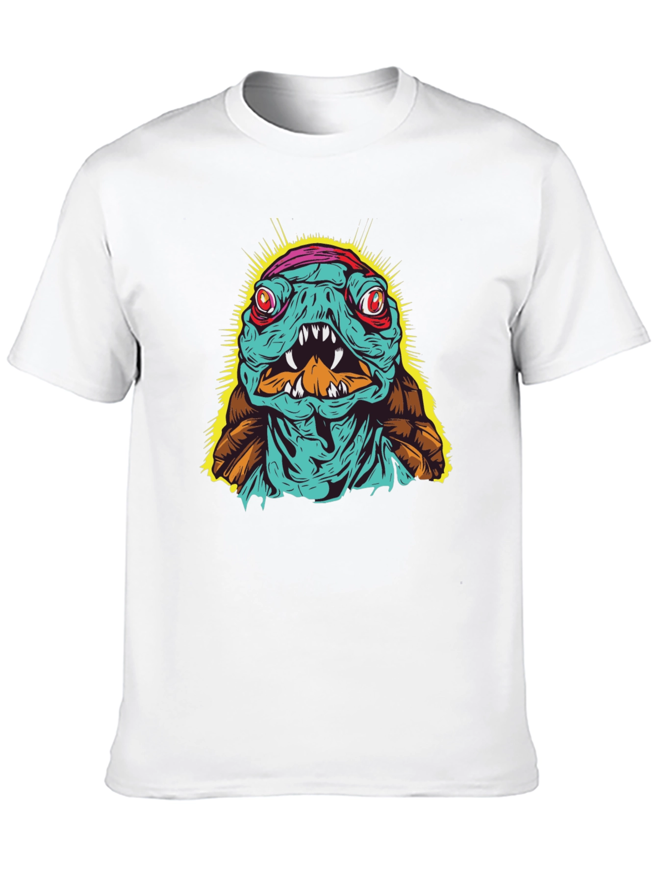 Edgy Turtle Graphic Tee - Black Cotton T-Shirt
