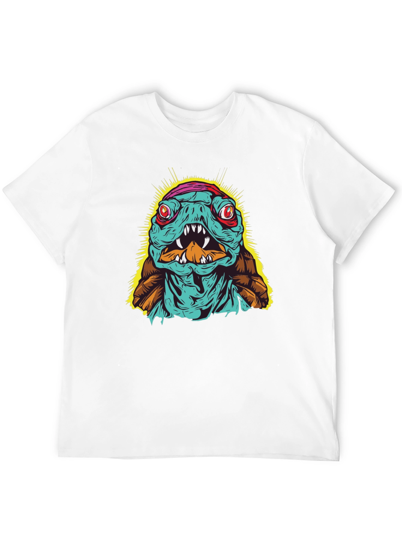 Edgy Turtle Graphic Tee - Black Cotton T-Shirt