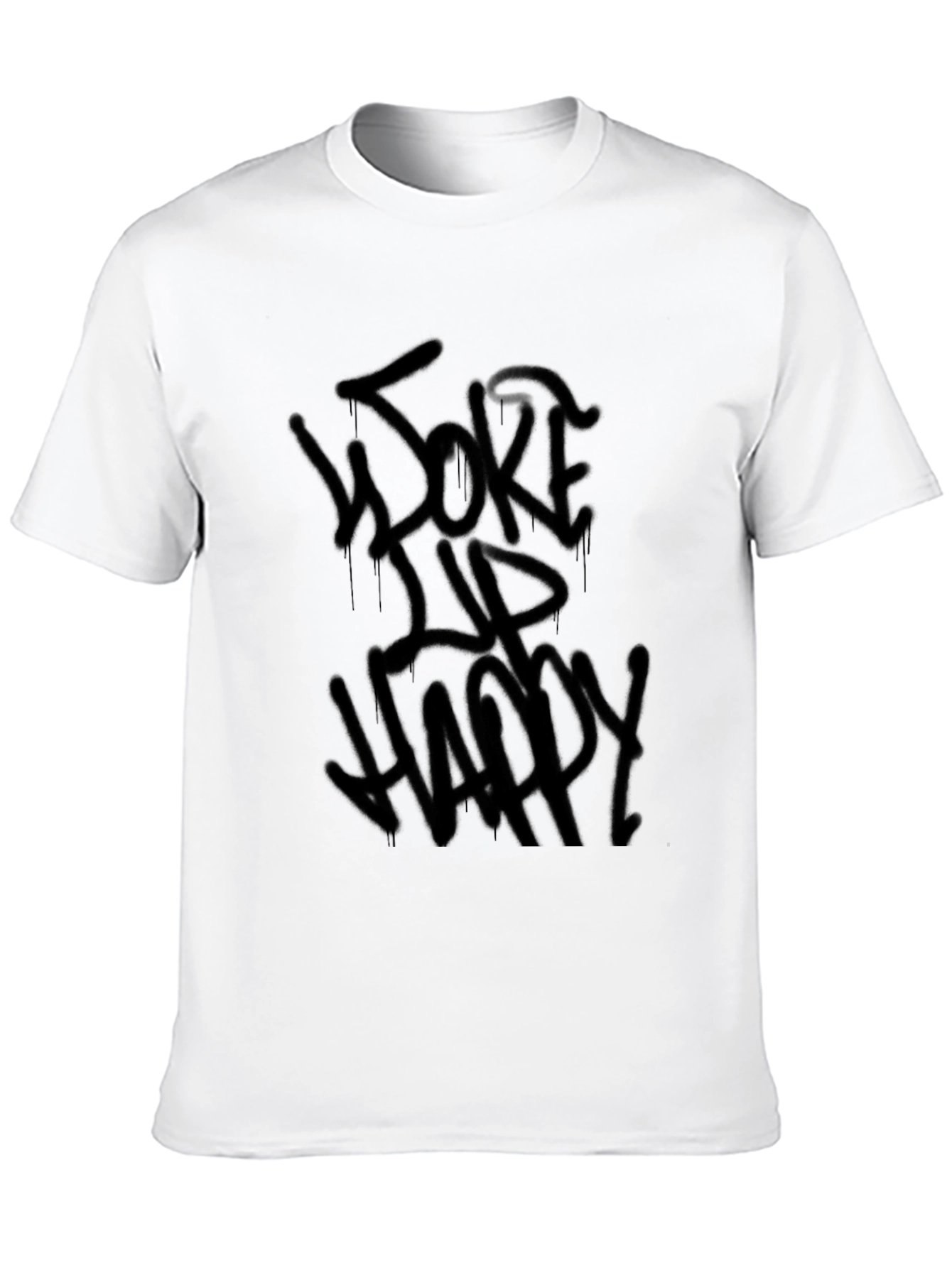Woke Up Happy Graphic Tee - Black Cotton T-Shirt