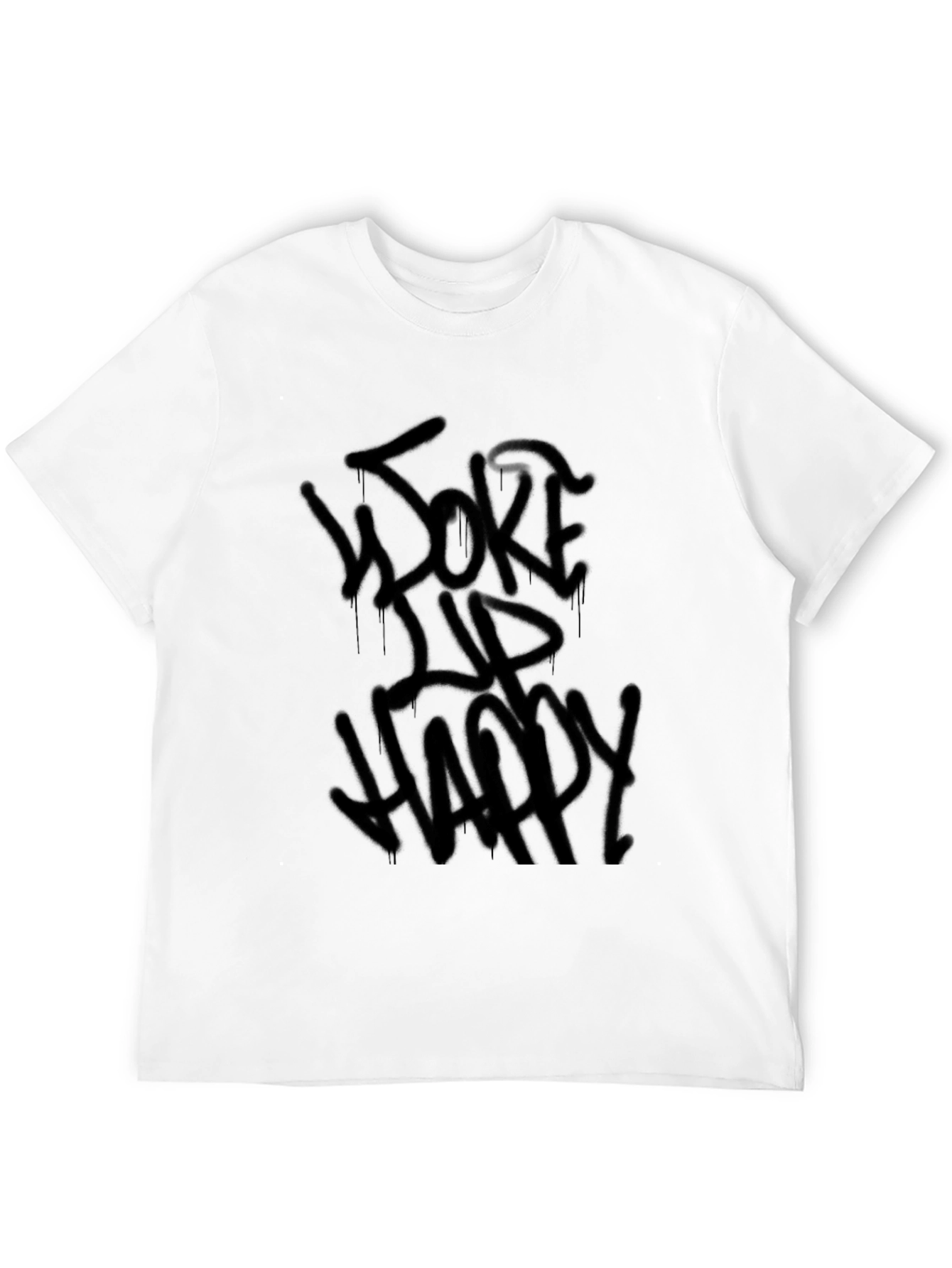 Woke Up Happy Graphic Tee - Black Cotton T-Shirt
