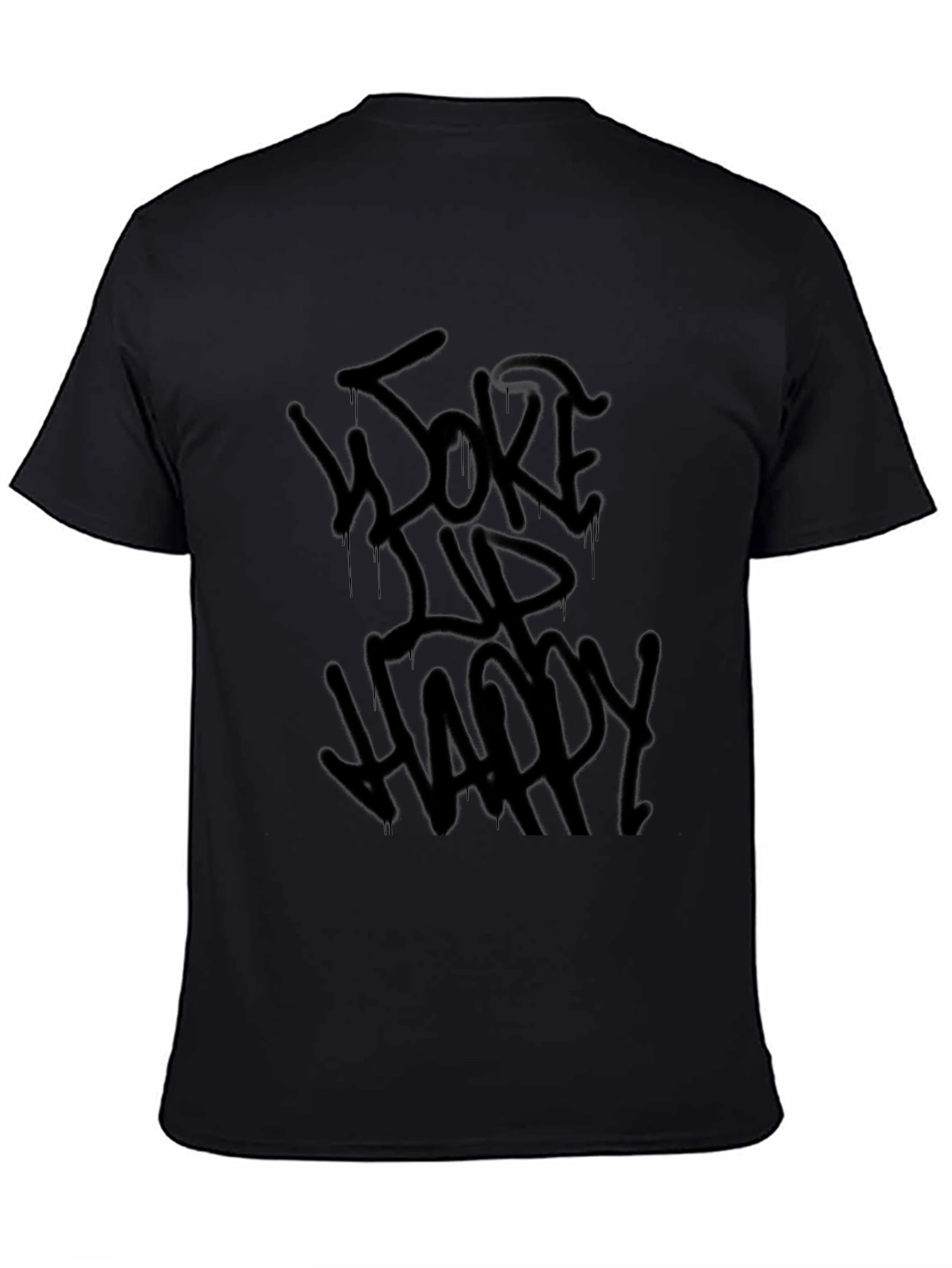 Woke Up Happy Graphic Tee - Black Cotton T-Shirt