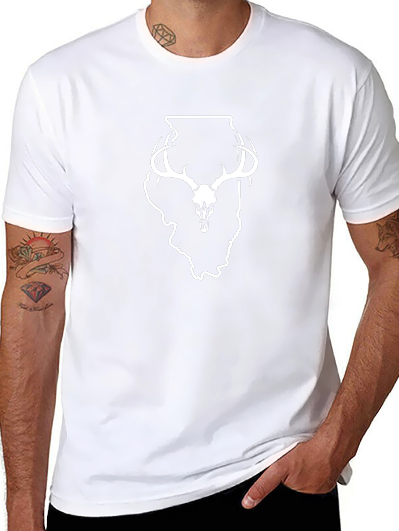 Illinois Deer Skull Graphic T-Shirt