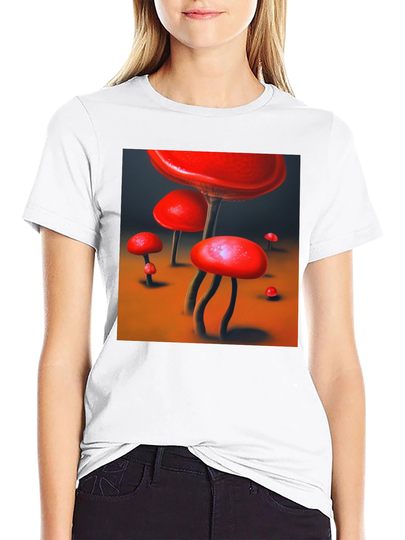 Red Mushroom Graphic Tee - Funky Nature Shirt