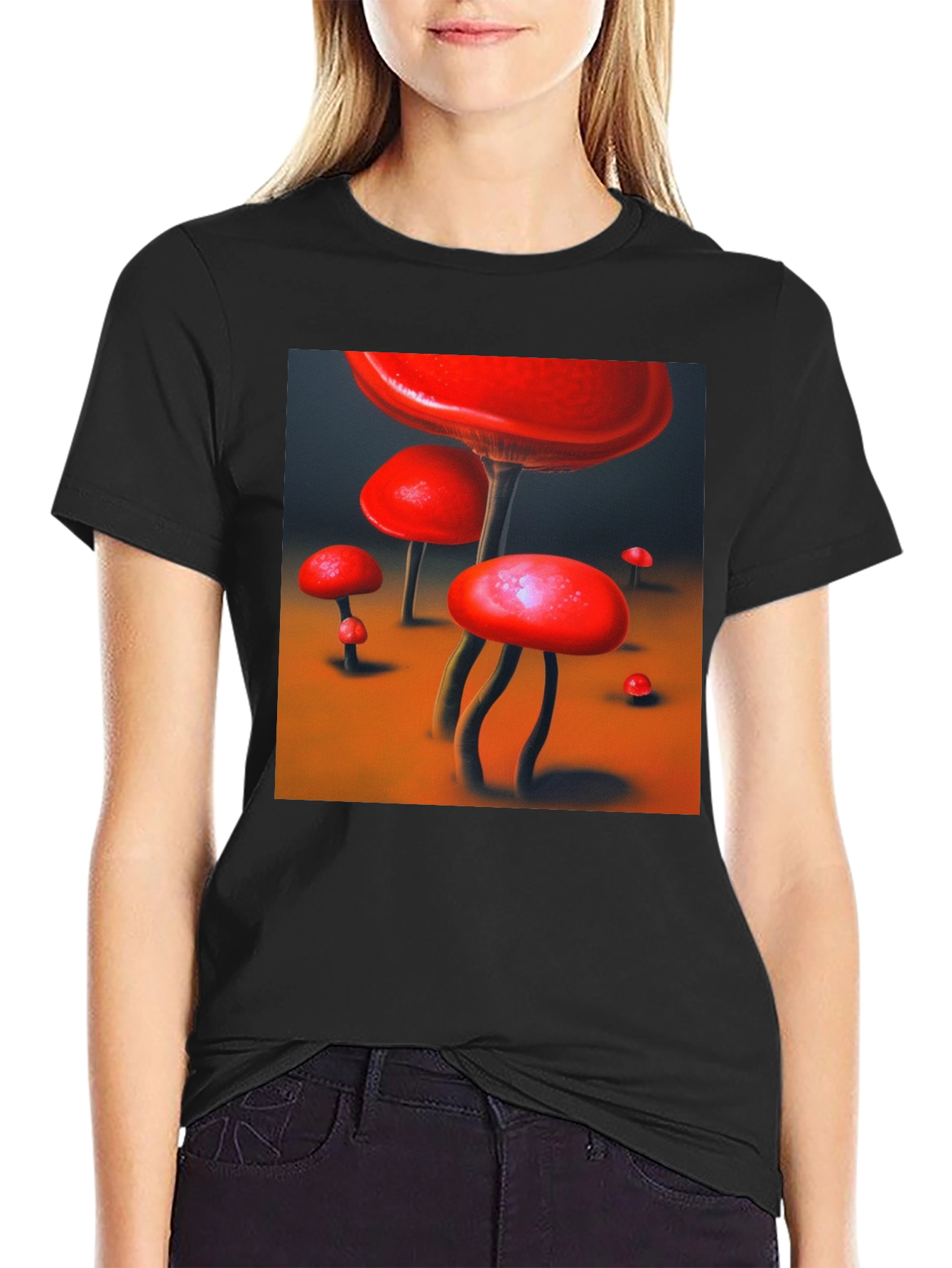 Red Mushroom Graphic Tee - Funky Nature Shirt