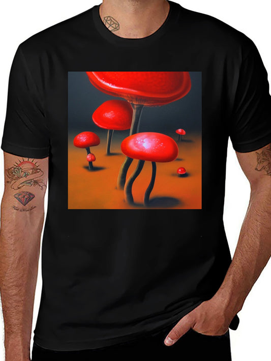 Red Mushroom Graphic Tee - Funky Nature Shirt
