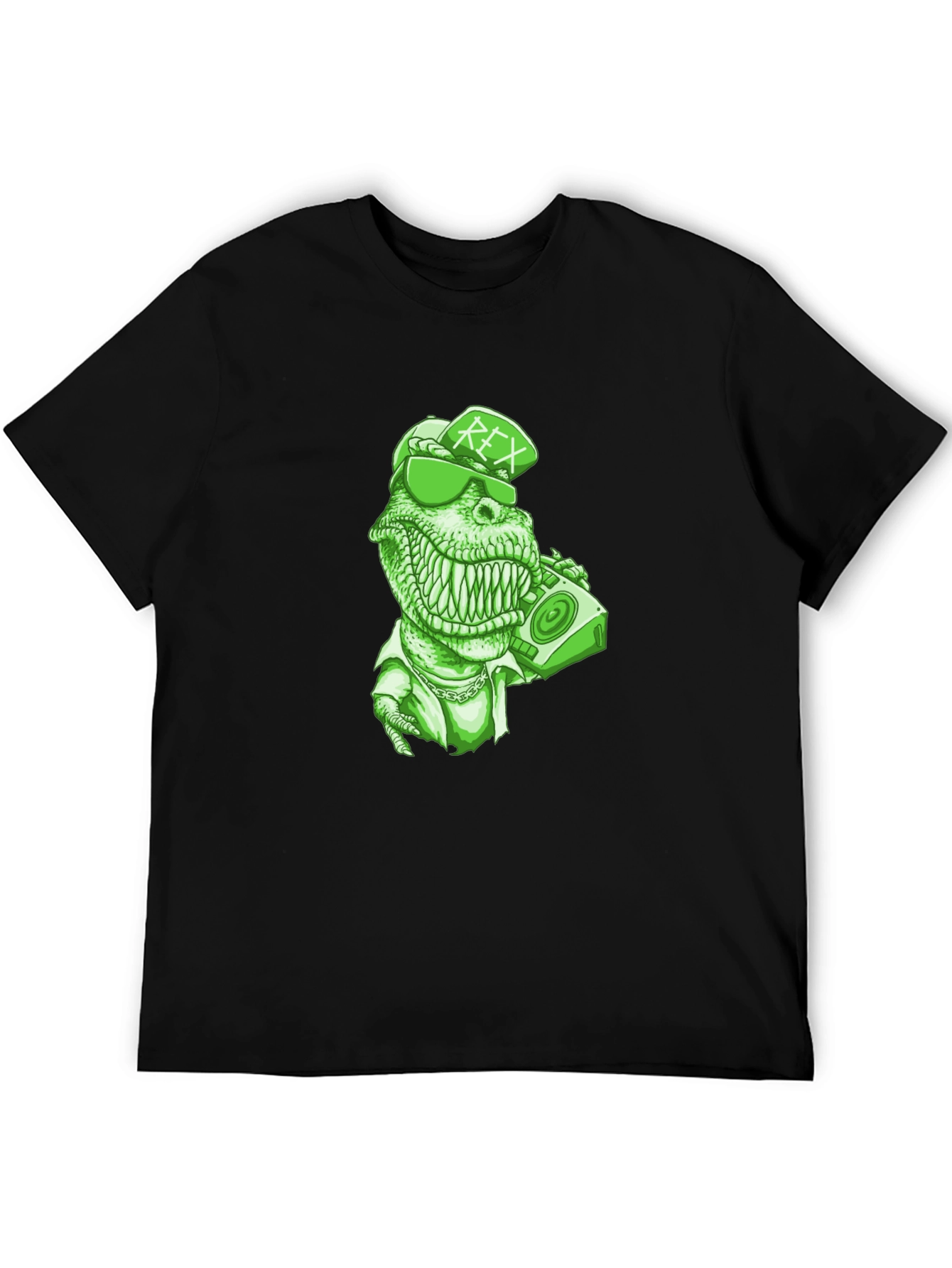 Rex T-Shirt - Green Dinosaur with Boombox