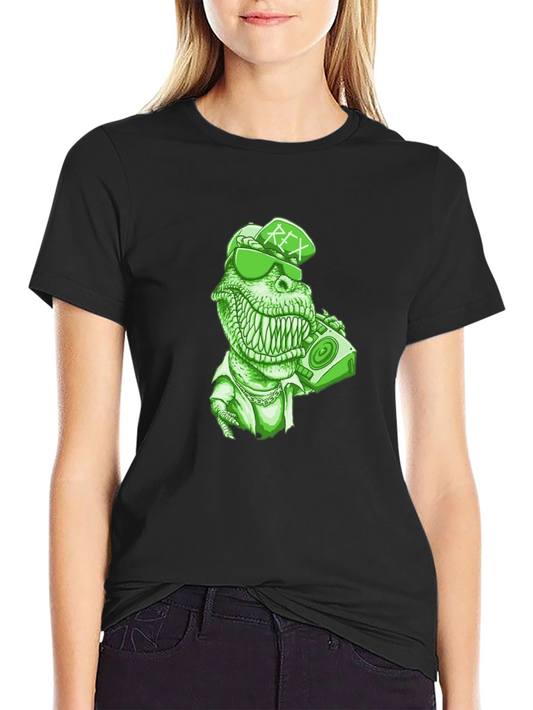 Rex T-Shirt - Green Dinosaur with Boombox
