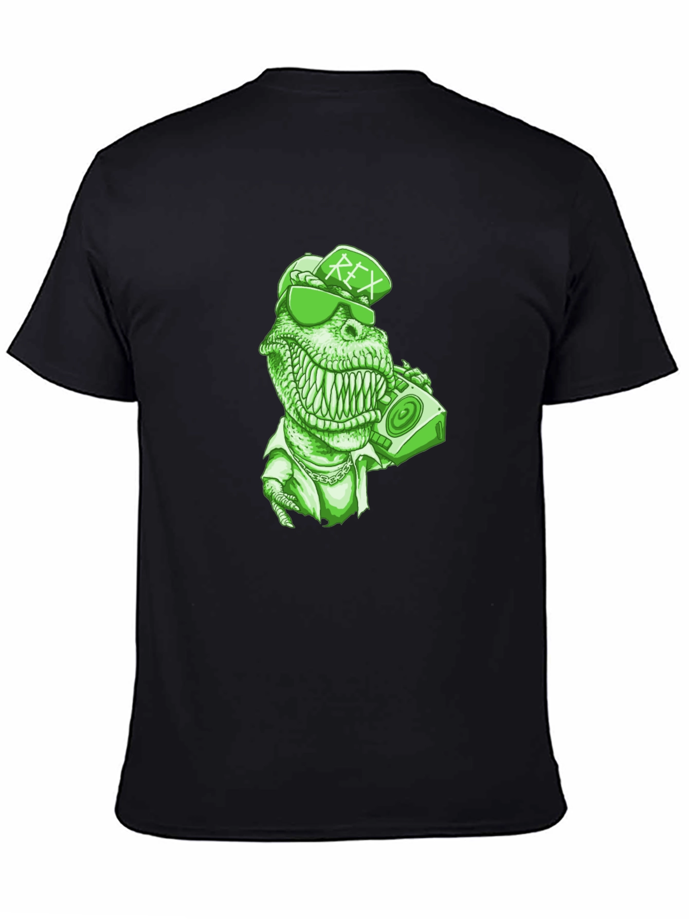 Rex T-Shirt - Green Dinosaur with Boombox
