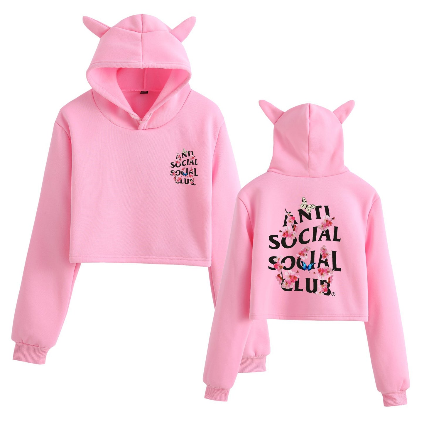 Anti Social Social Club Floral Print Student Creative Crop Top