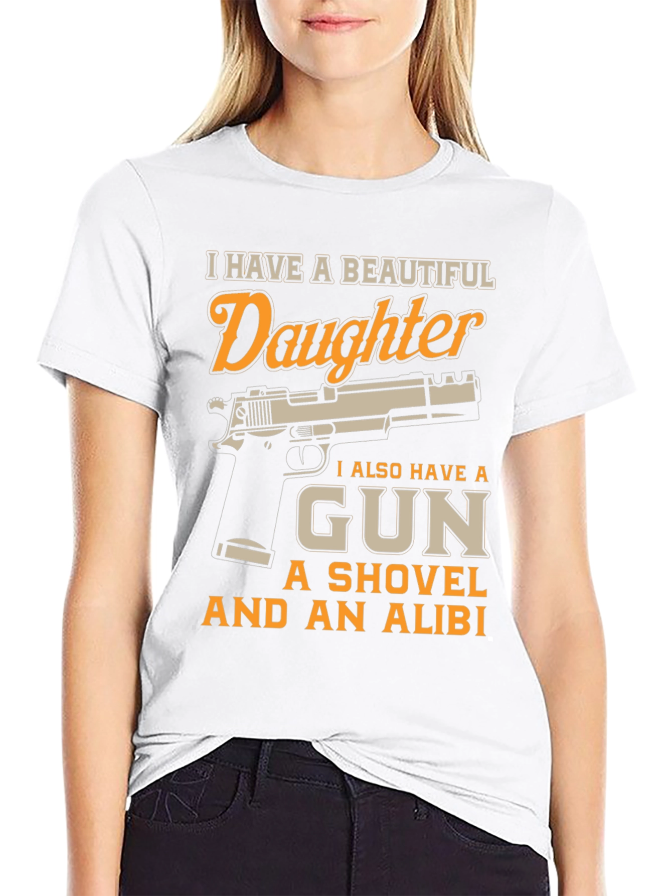 I Have a Beautiful Daughter Gun T-Shirt