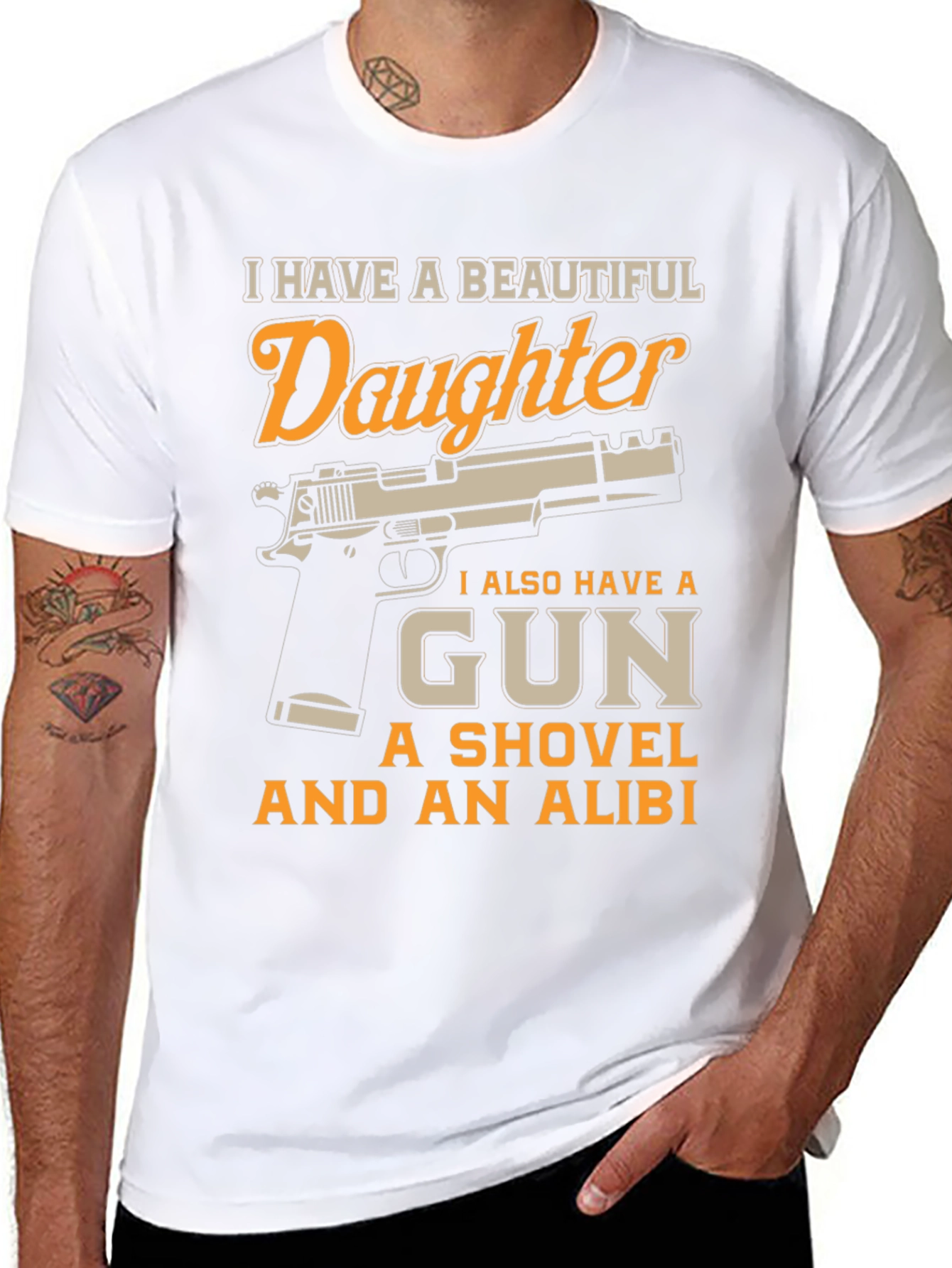 I Have a Beautiful Daughter Gun T-Shirt