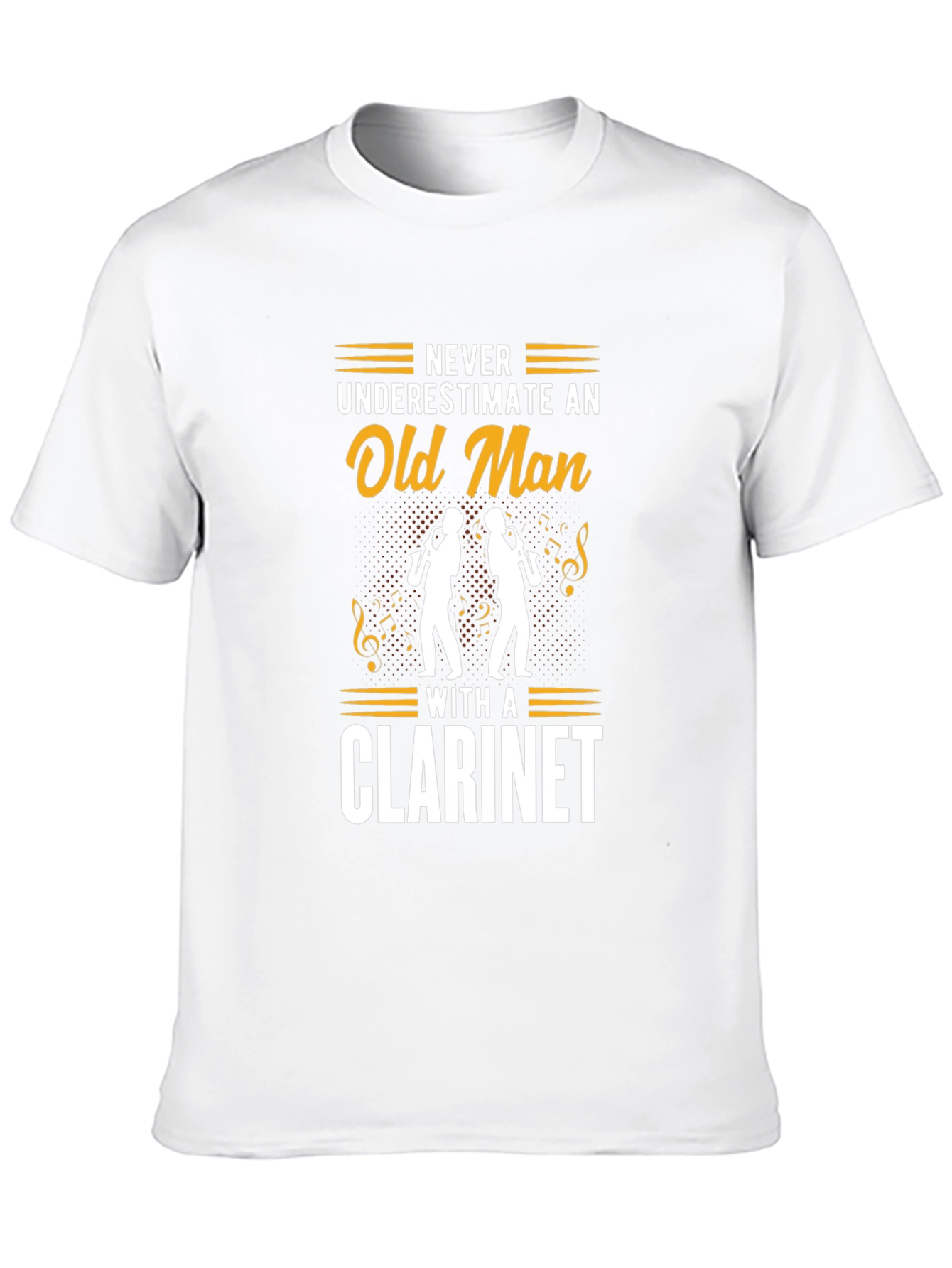 Never Underestimate Old Man Clarinet Black T-Shirt