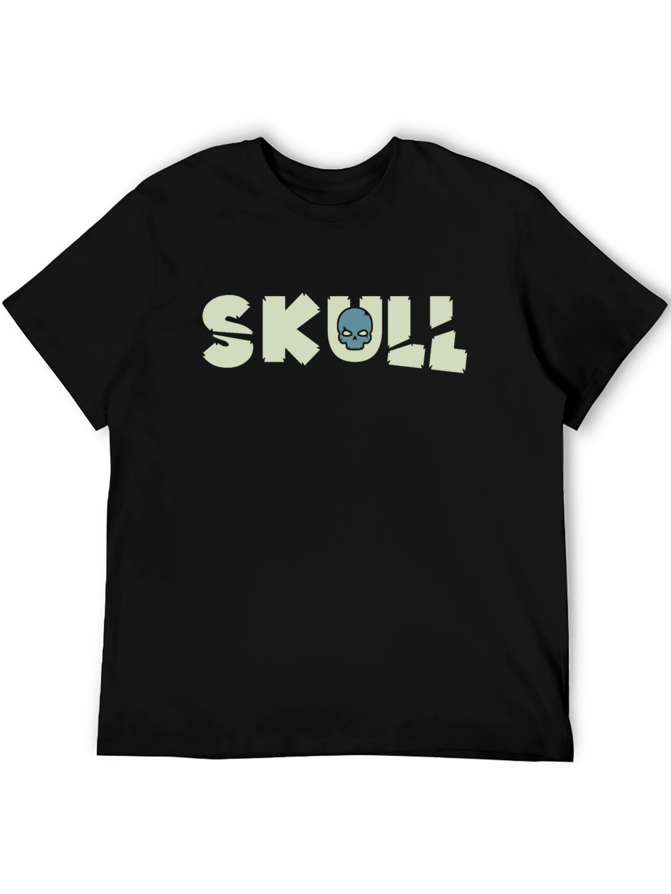Skull Graphic Tee - Black Cotton Blend T-Shirt