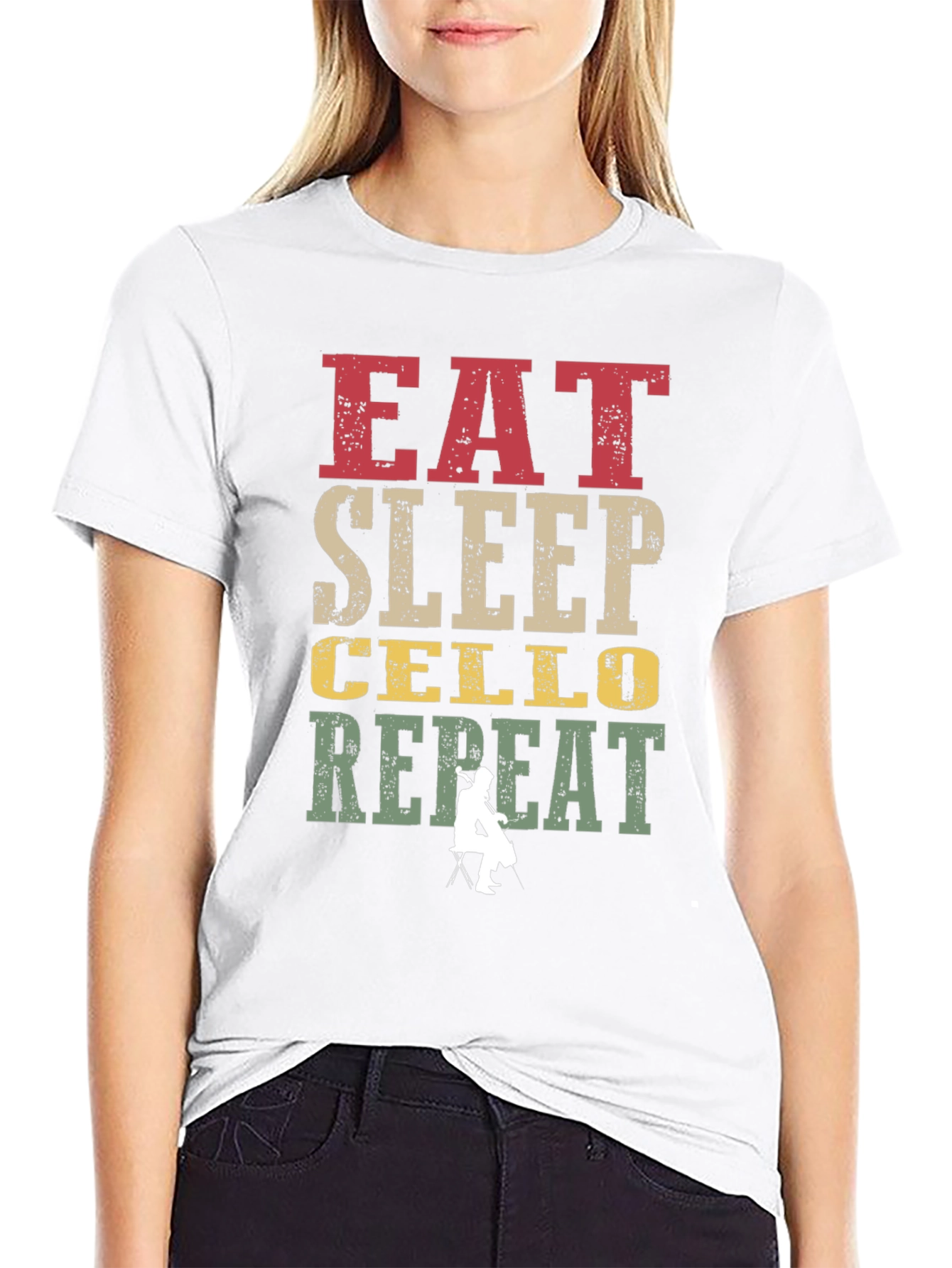 Eat Sleep Cello Repeat Graphic T-Shirt