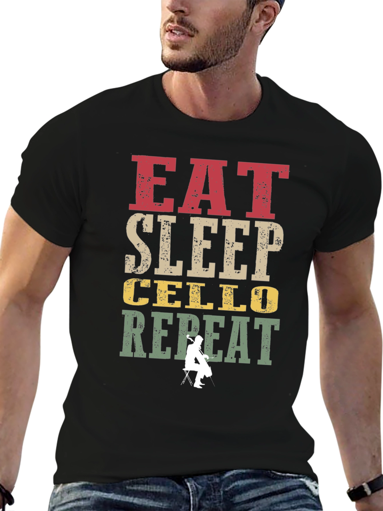 Eat Sleep Cello Repeat Graphic T-Shirt