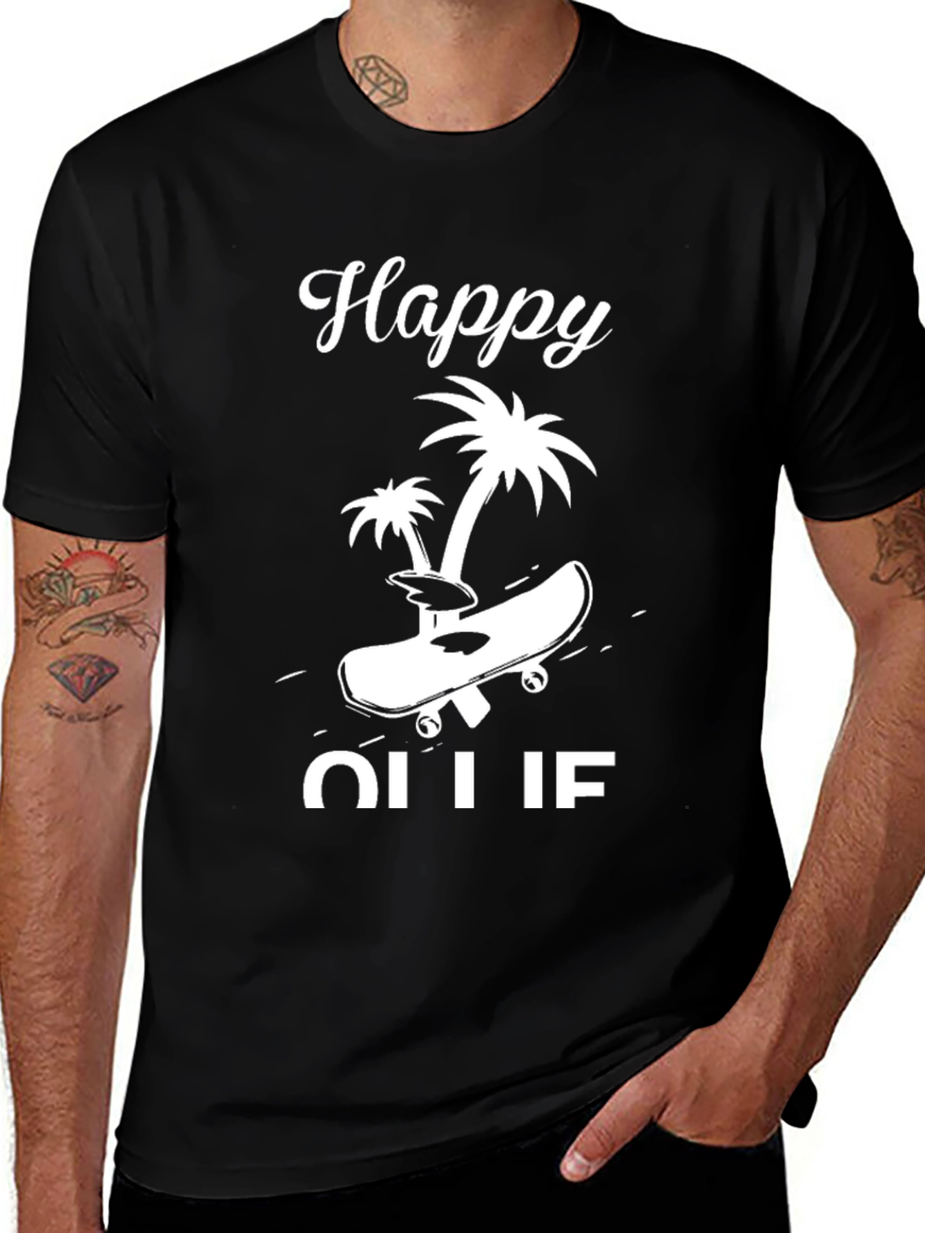 Happy Ollie T-Shirt - Skateboard Palm Tree Design