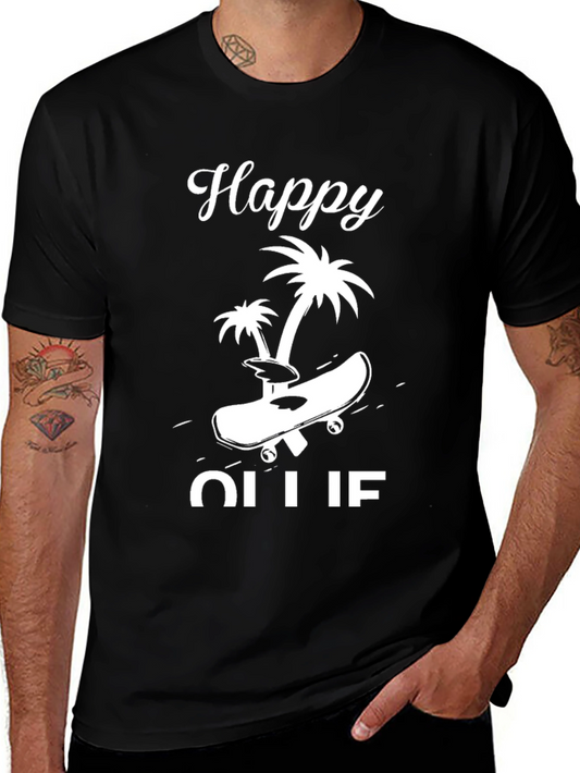 Happy Ollie T-Shirt - Skateboard Palm Tree Design