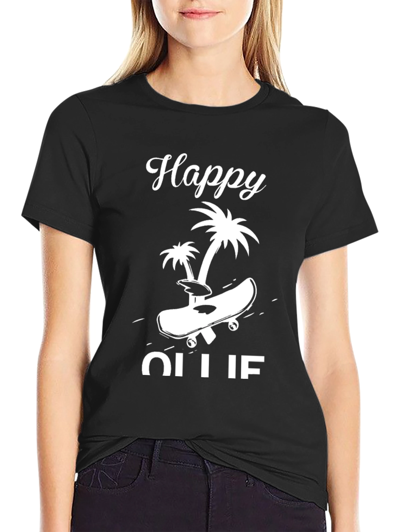 Happy Ollie T-Shirt - Skateboard Palm Tree Design