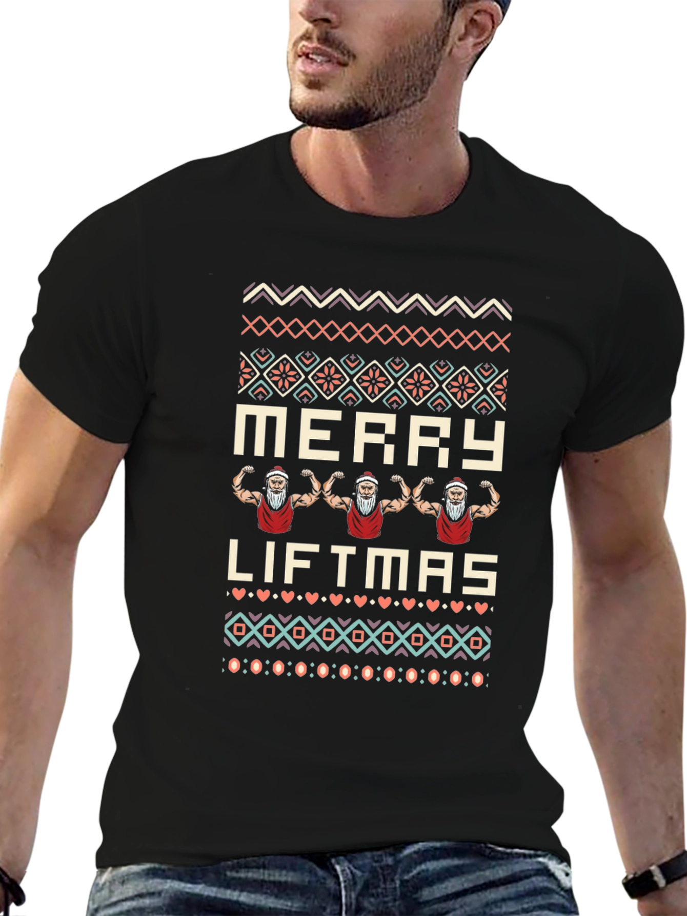 Merry Liftmas Santa T-Shirt | Christmas Gym Tee