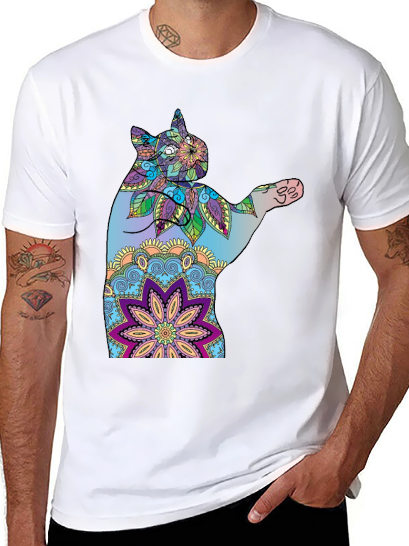 Colorful Cat Mandala T-Shirt