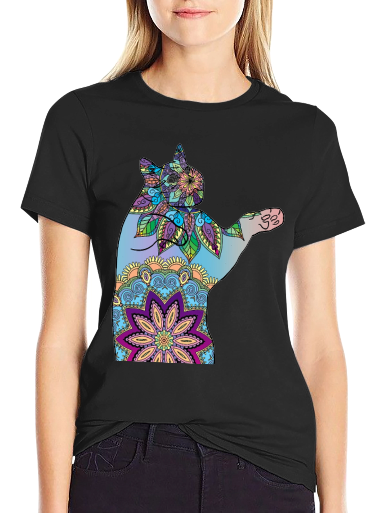Colorful Cat Mandala T-Shirt