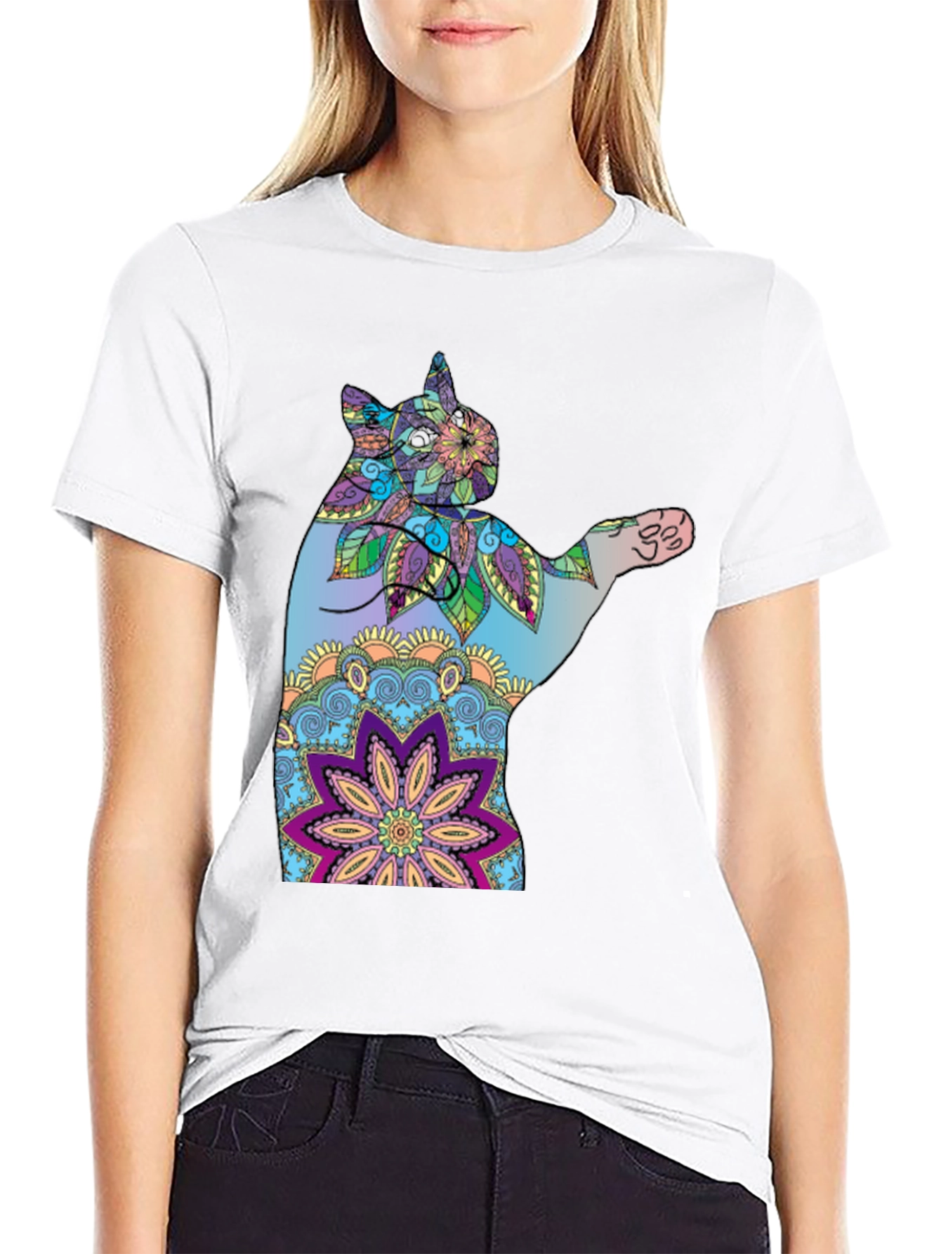 Colorful Cat Mandala T-Shirt