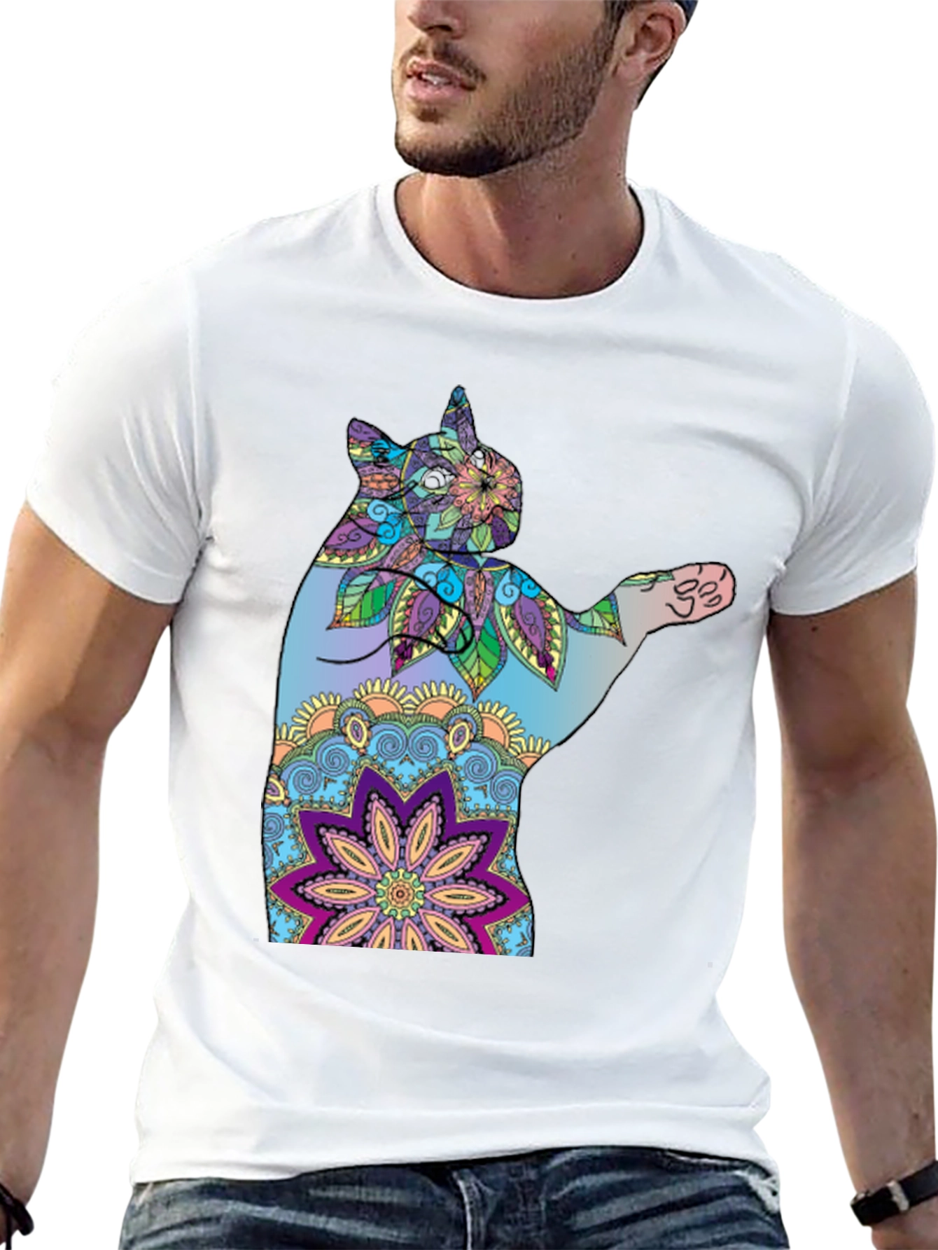 Colorful Cat Mandala T-Shirt