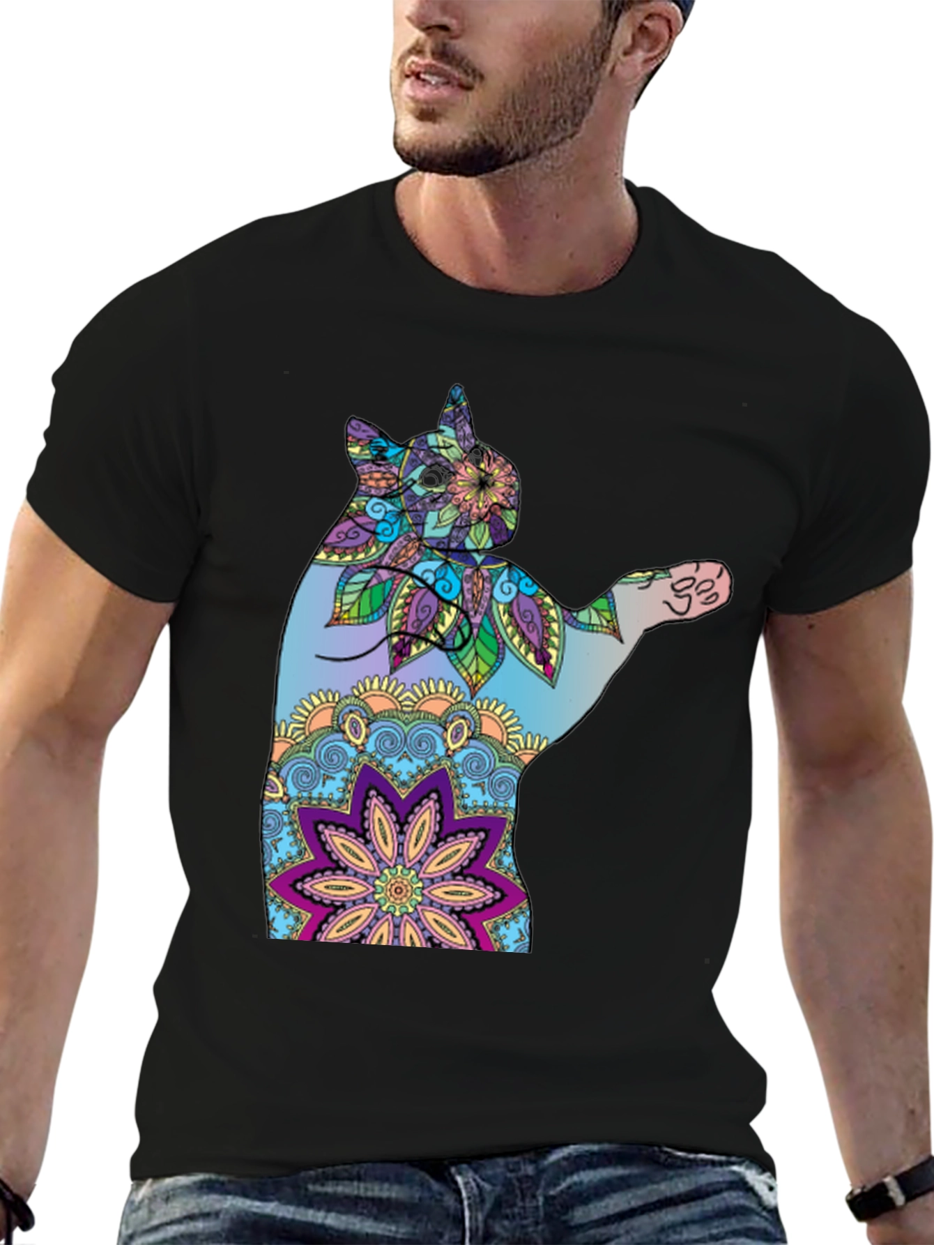 Colorful Cat Mandala T-Shirt