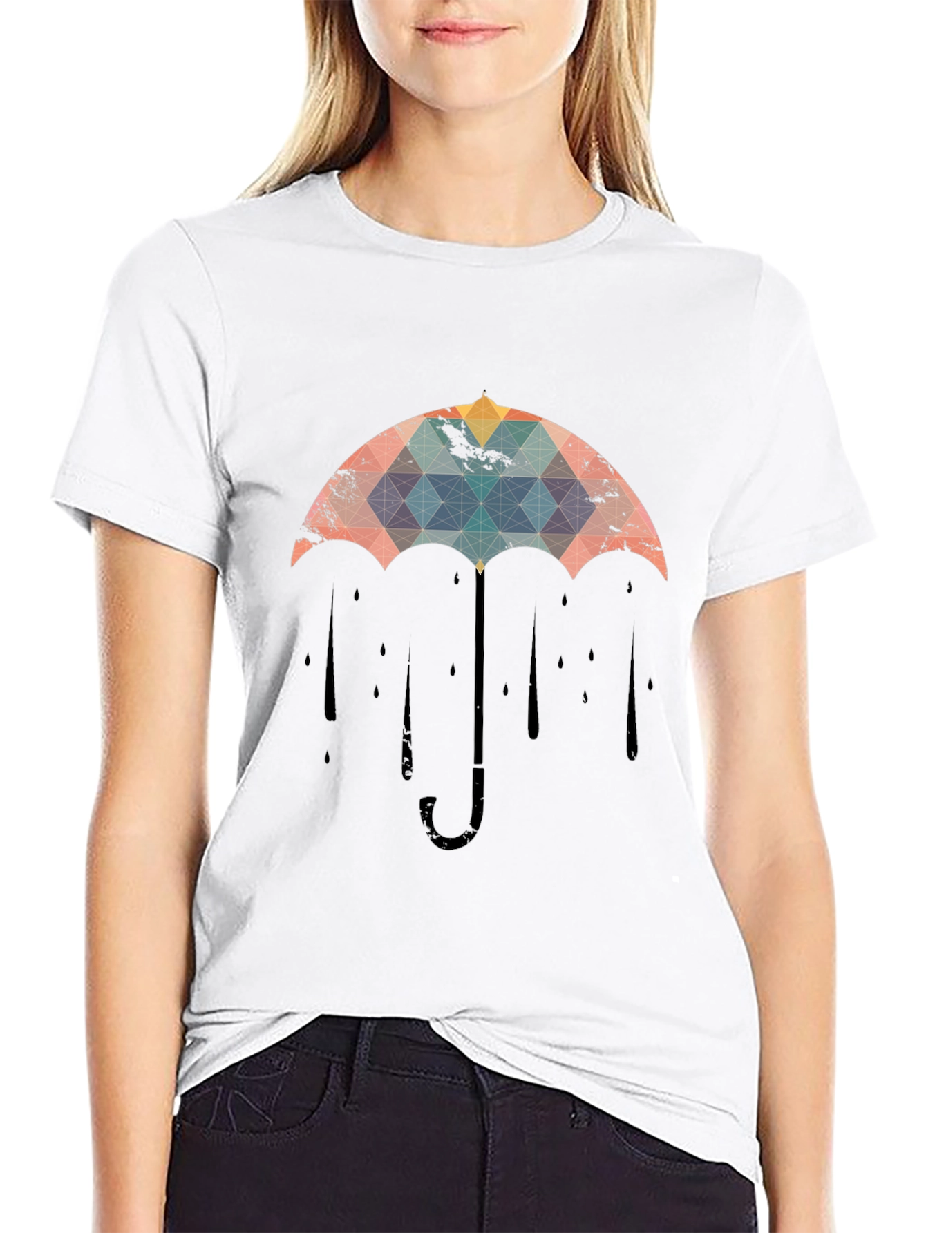 Geometric Umbrella Graphic Tee - Stylish Menswear