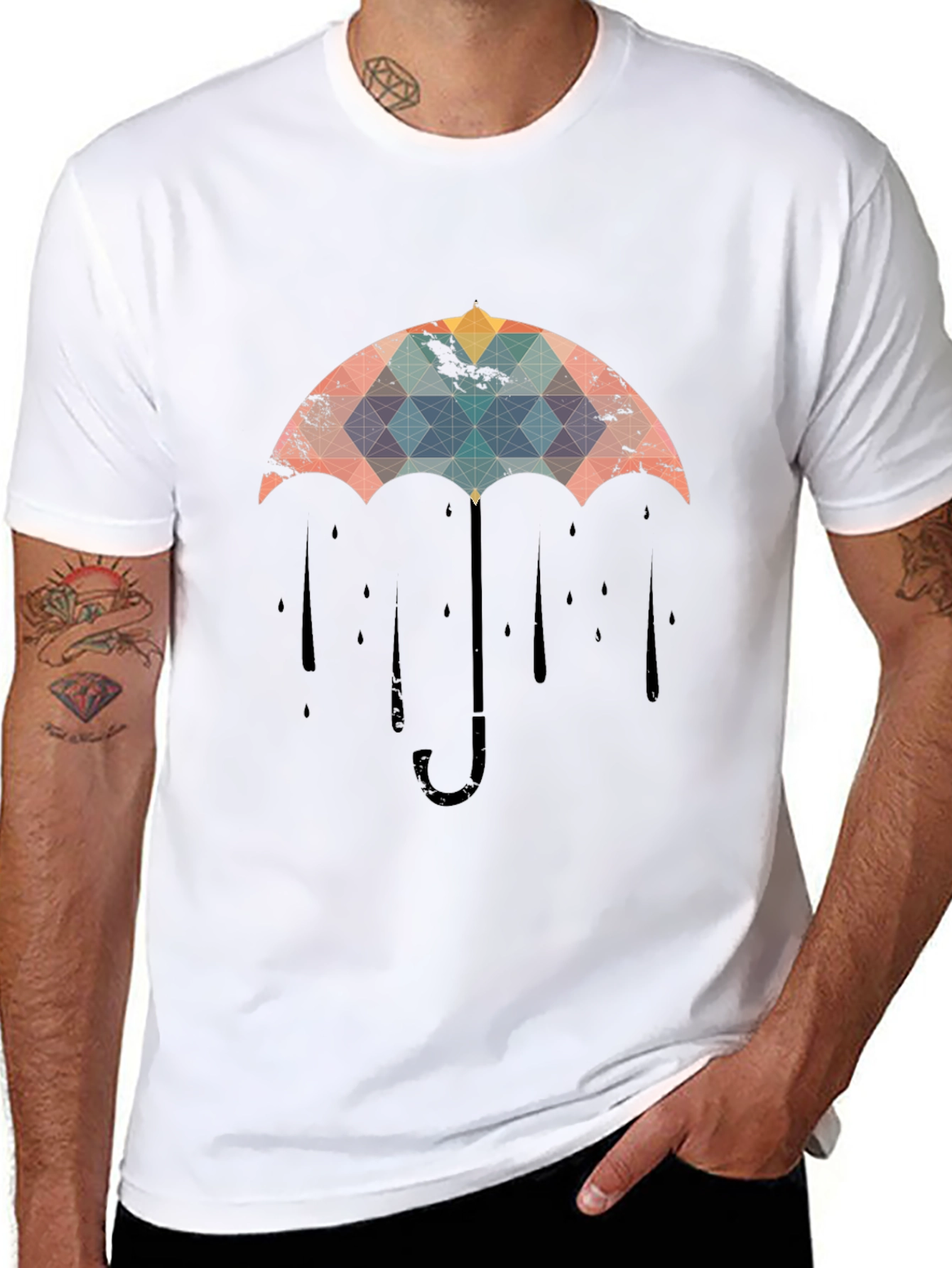 Geometric Umbrella Graphic Tee - Stylish Menswear