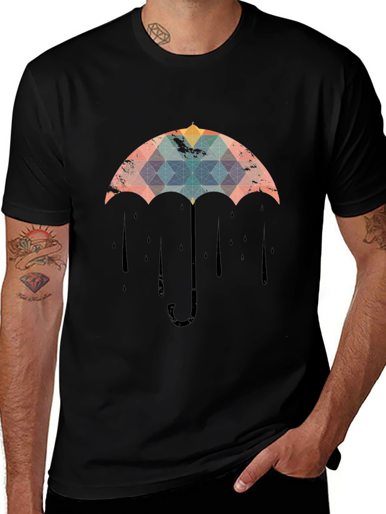 Geometric Umbrella Graphic Tee - Stylish Menswear