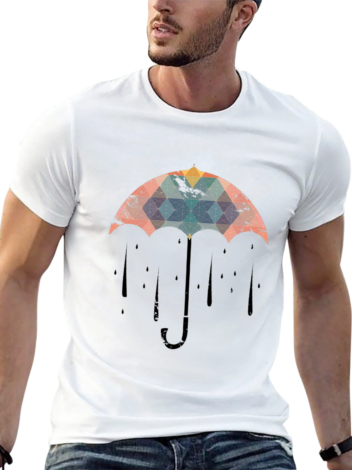 Geometric Umbrella Graphic Tee - Stylish Menswear