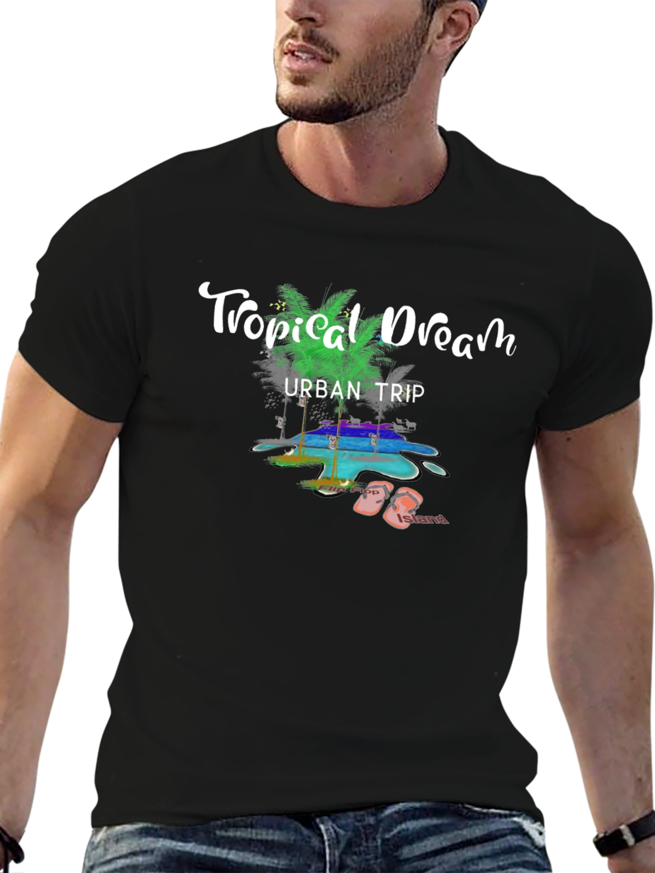 Tropical Dream Urban Trip Black T-Shirt