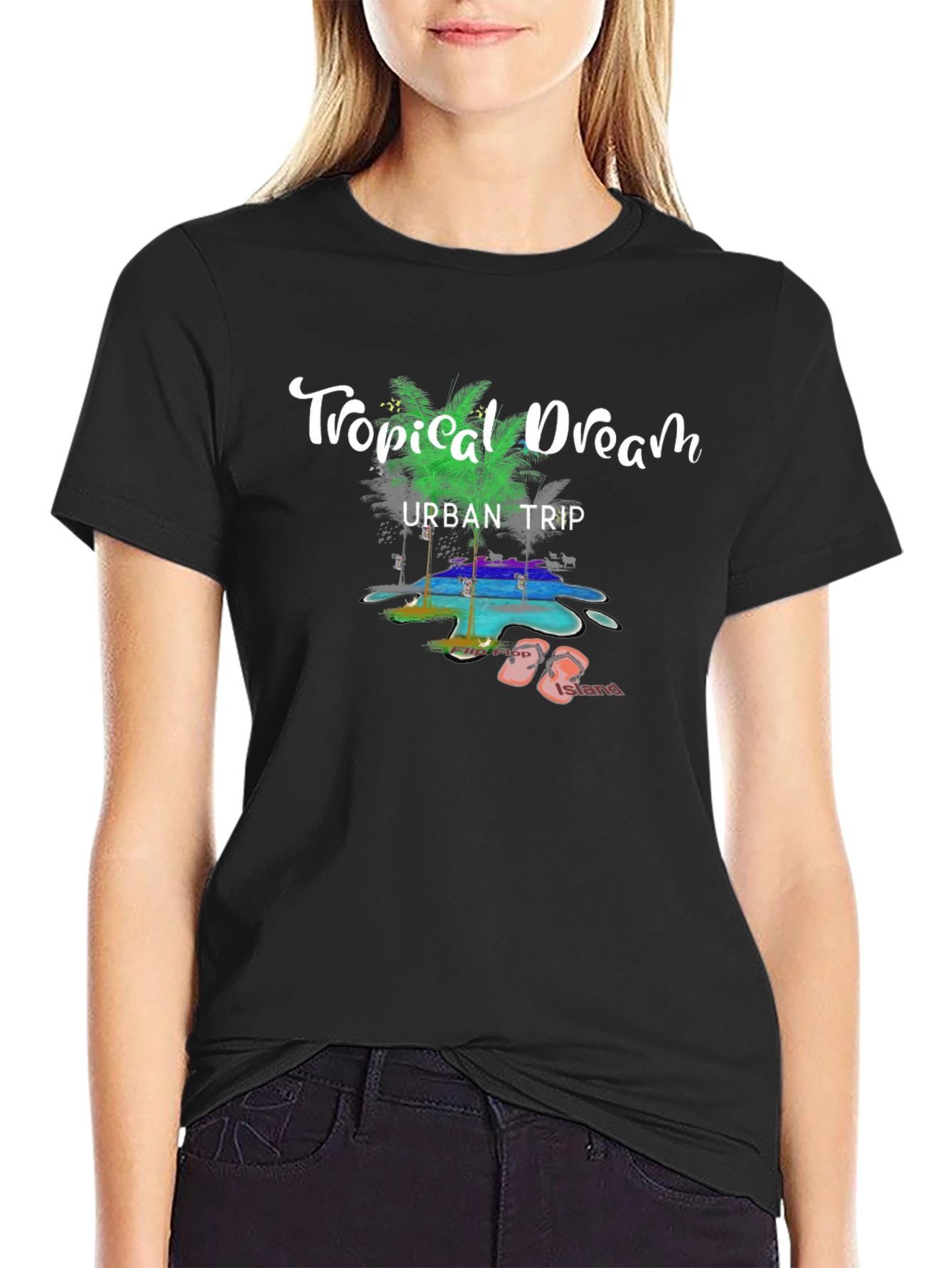 Tropical Dream Urban Trip Black T-Shirt