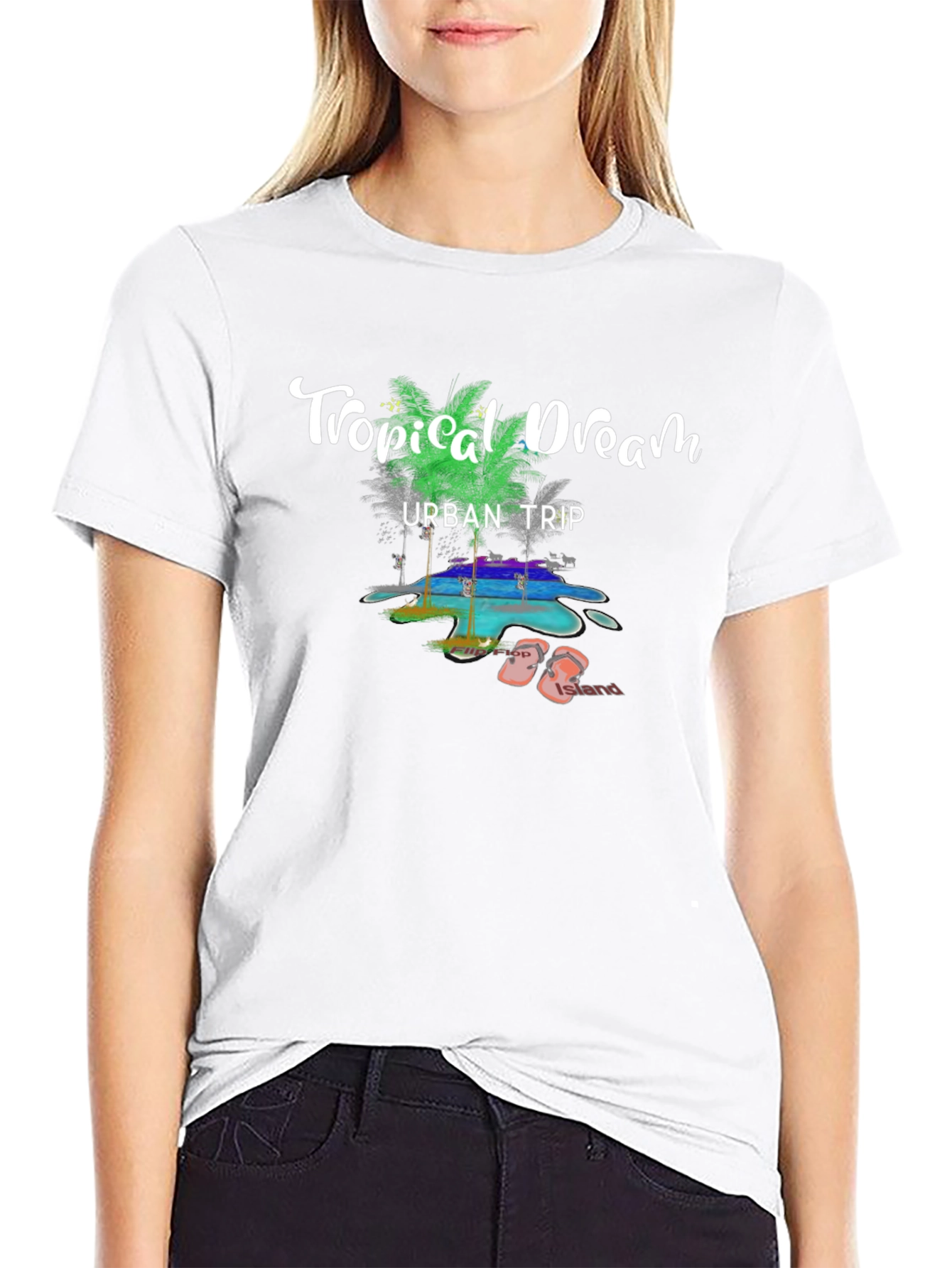 Tropical Dream Urban Trip Black T-Shirt