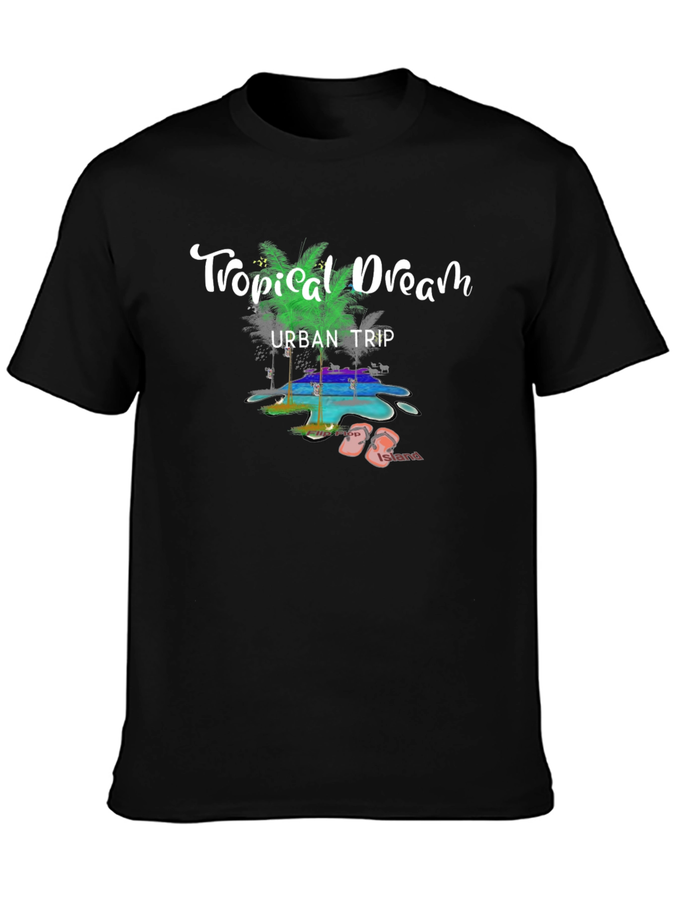 Tropical Dream Urban Trip Black T-Shirt