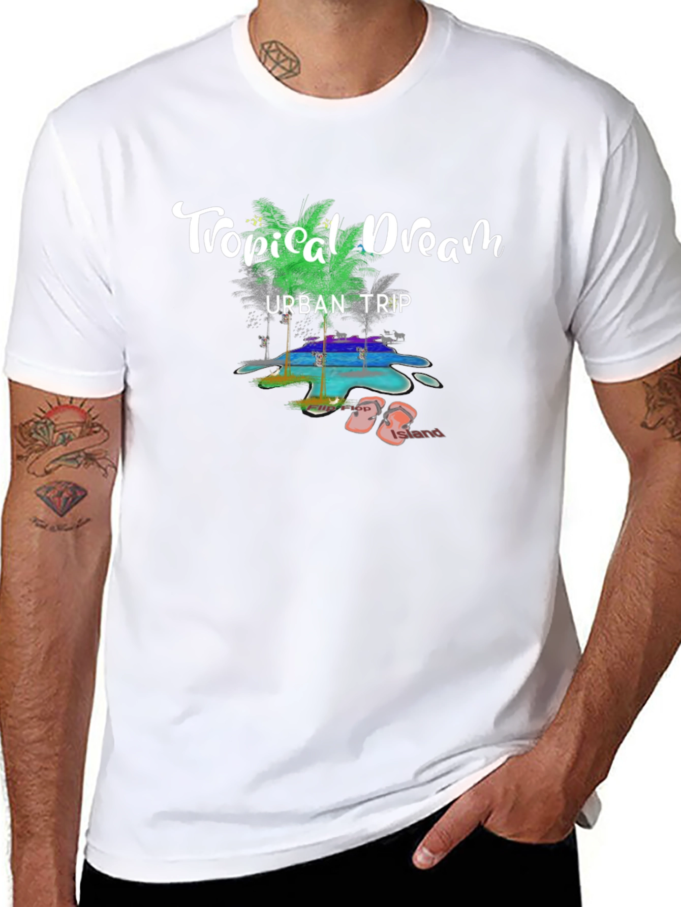 Tropical Dream Urban Trip Black T-Shirt