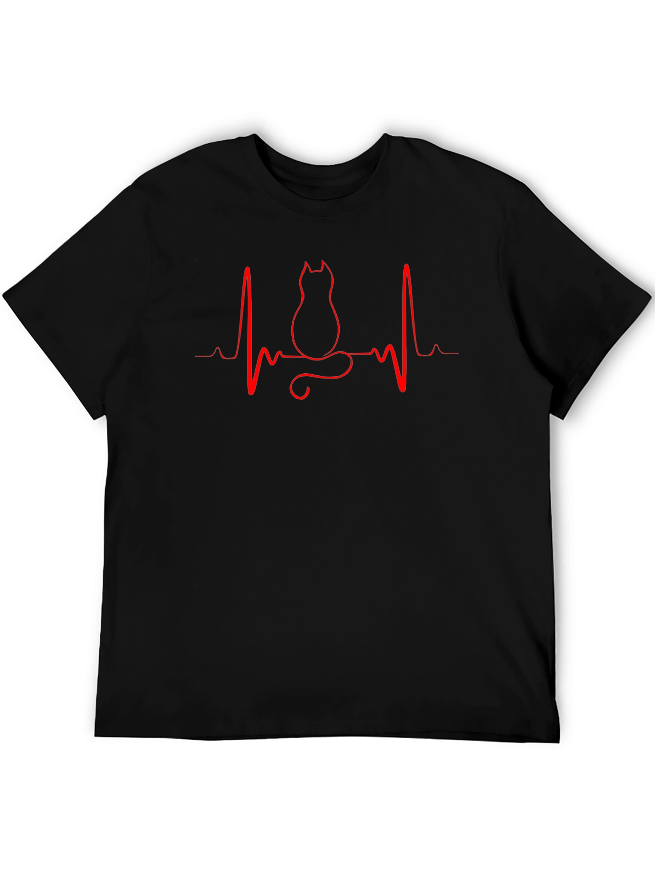 Cat Heartbeat Graphic T-Shirt - Unisex Cotton Tee